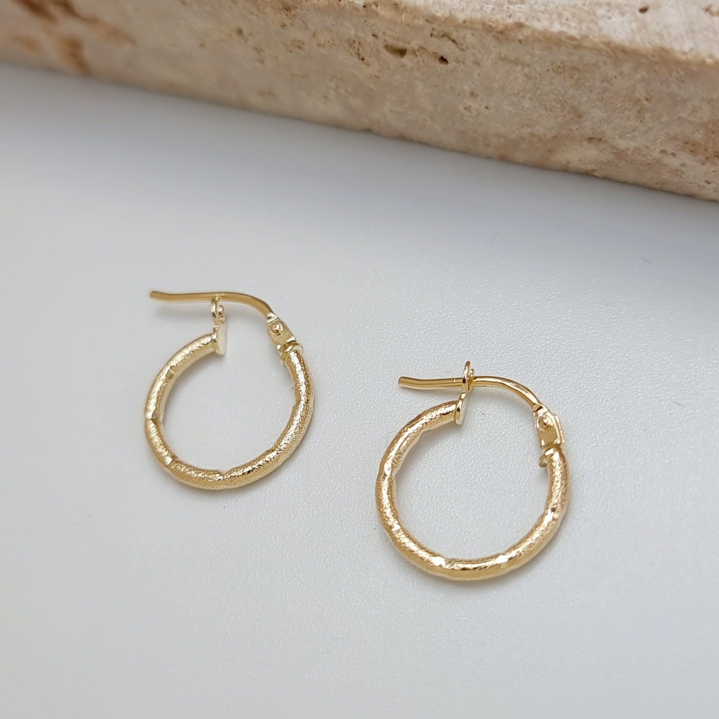 18K Pure Gold Round Earring Set