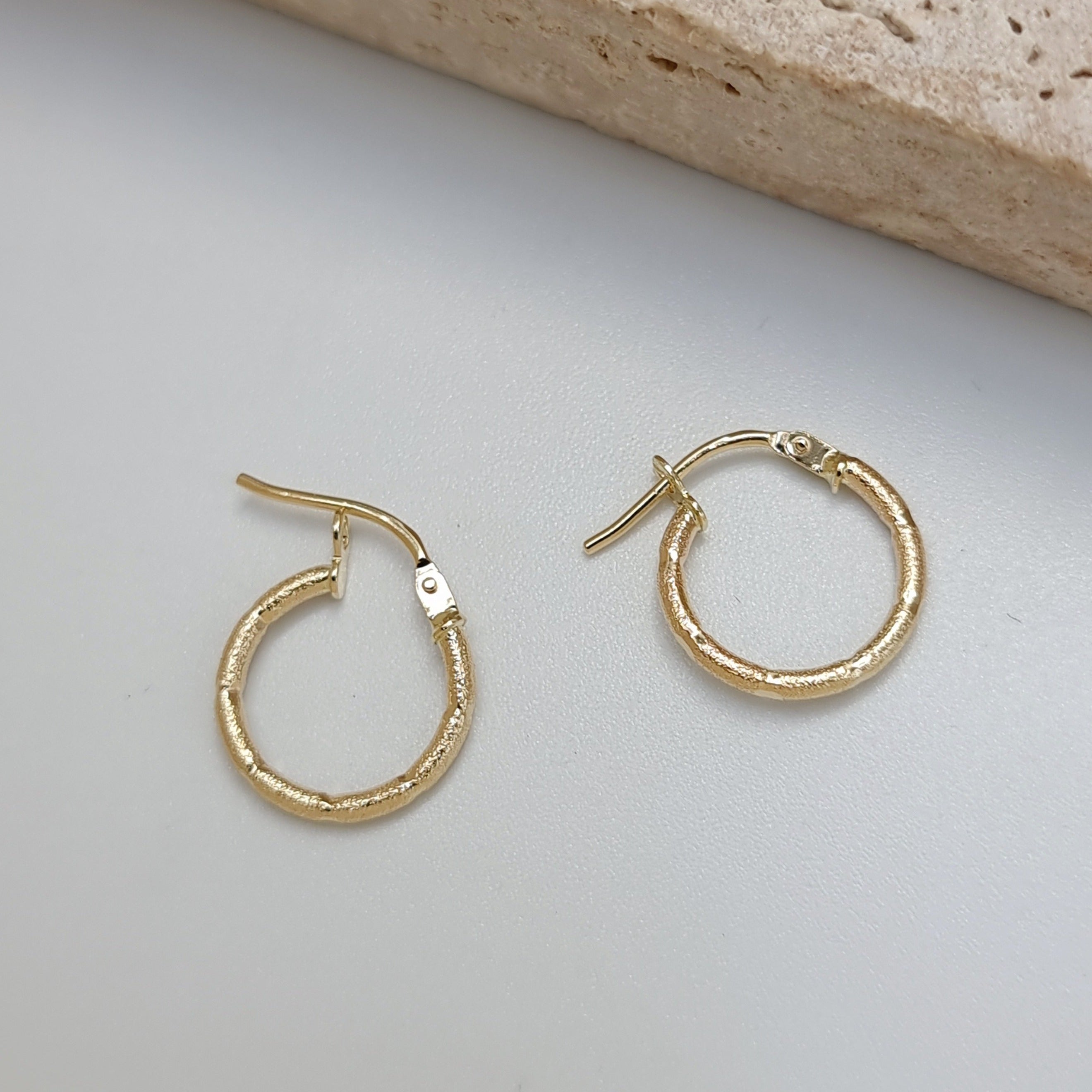 18K Pure Gold Round Earring Set