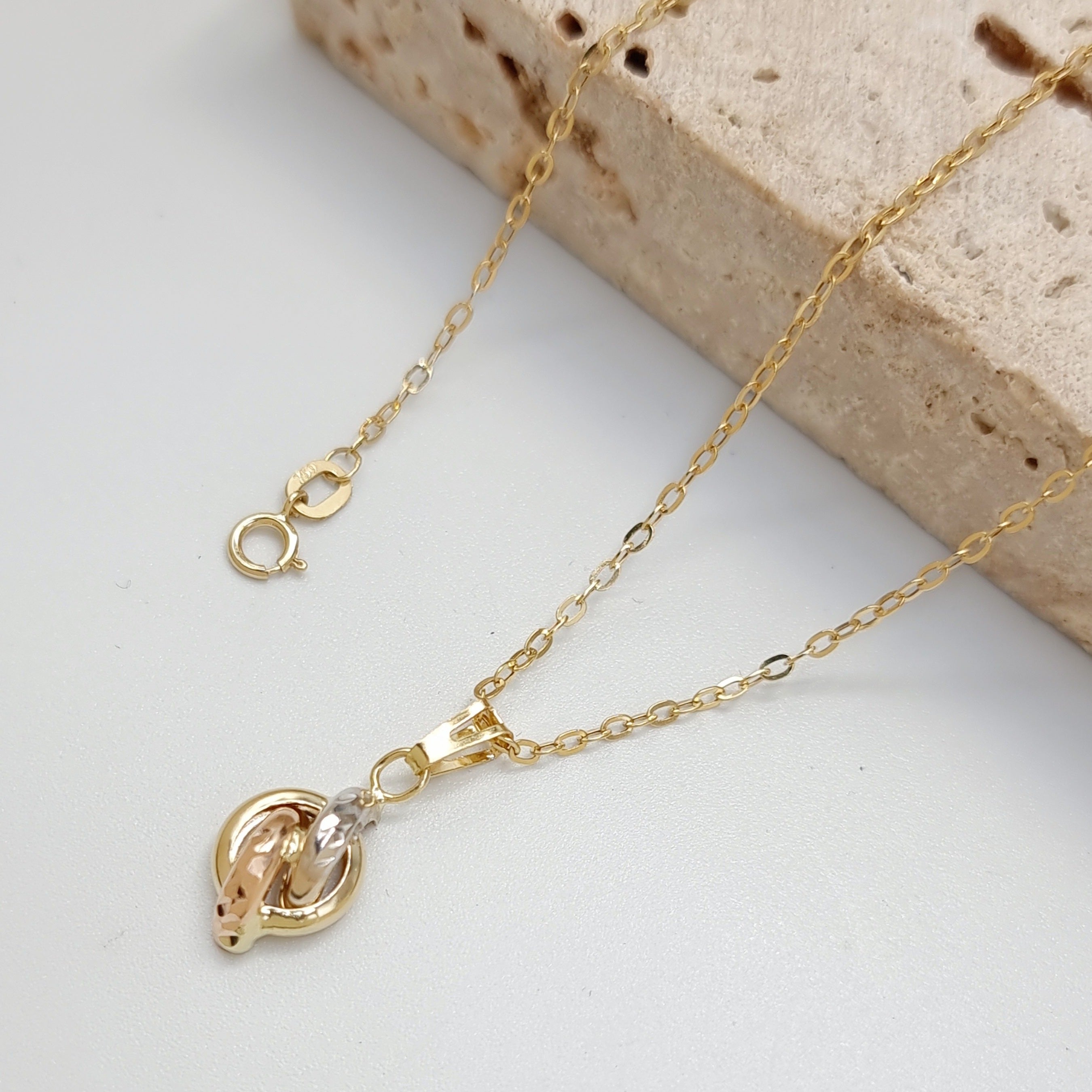 18K Pure Gold 3 Color Necklace