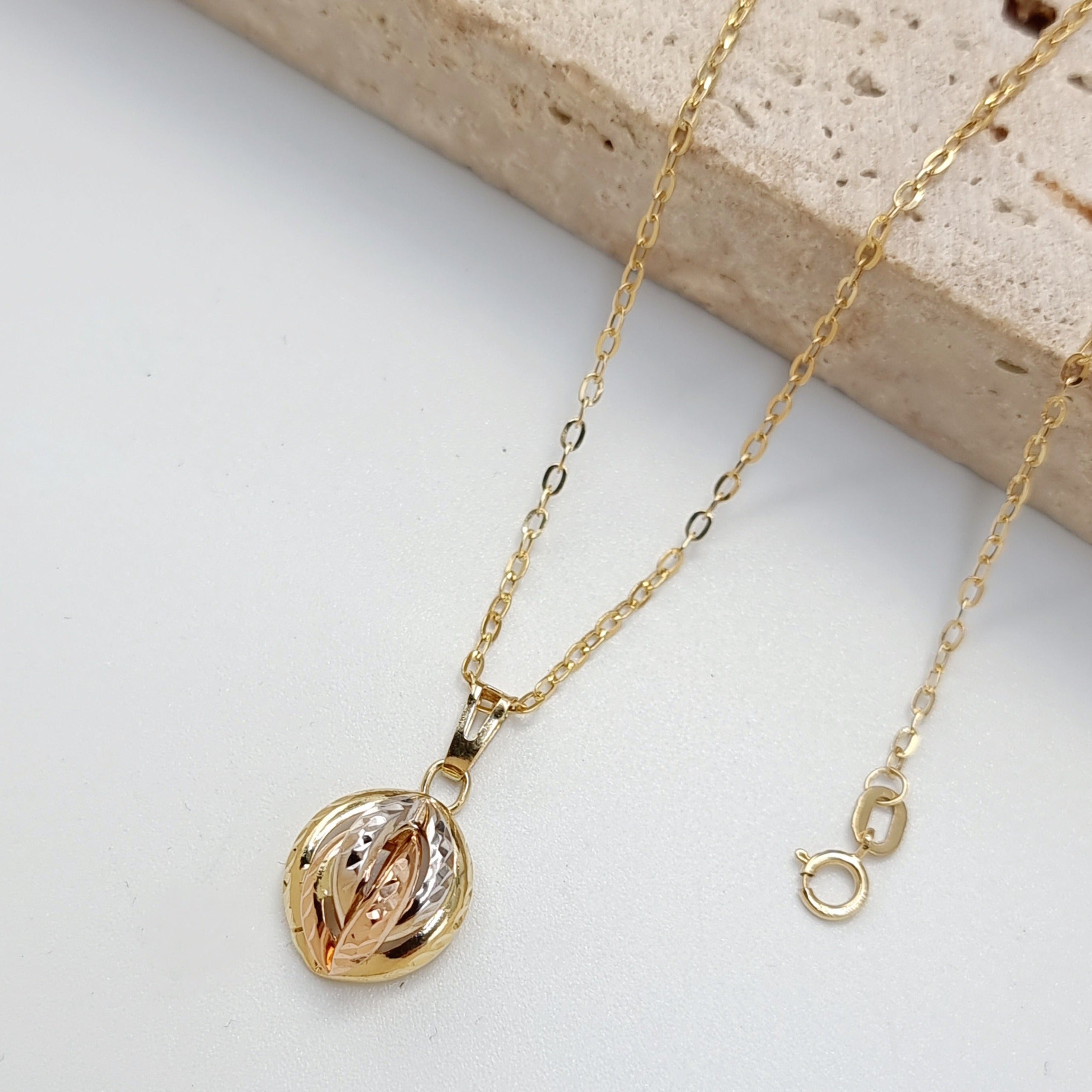 18K Pure Gold 3 Color Necklace