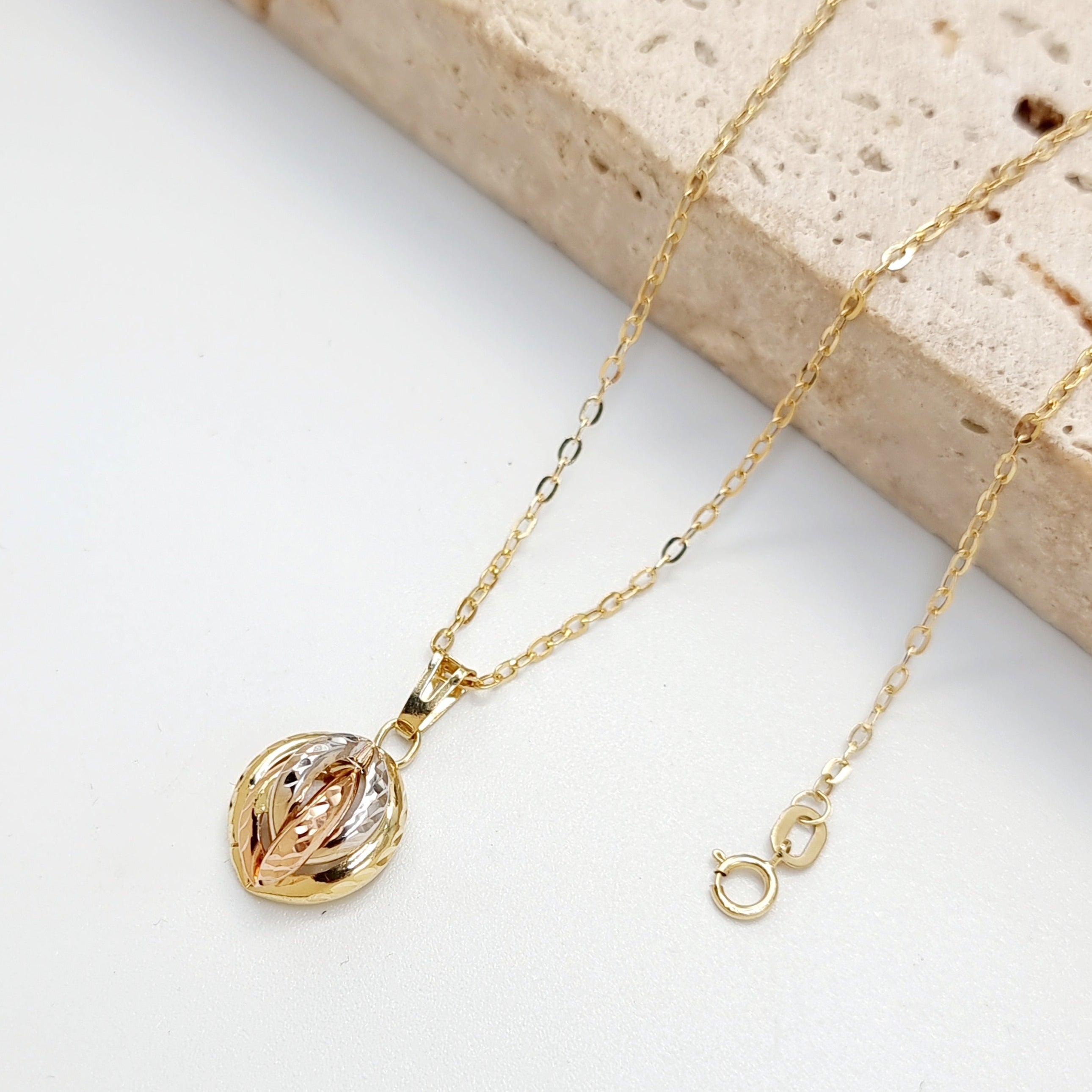 18K Pure Gold 3 Color Necklace