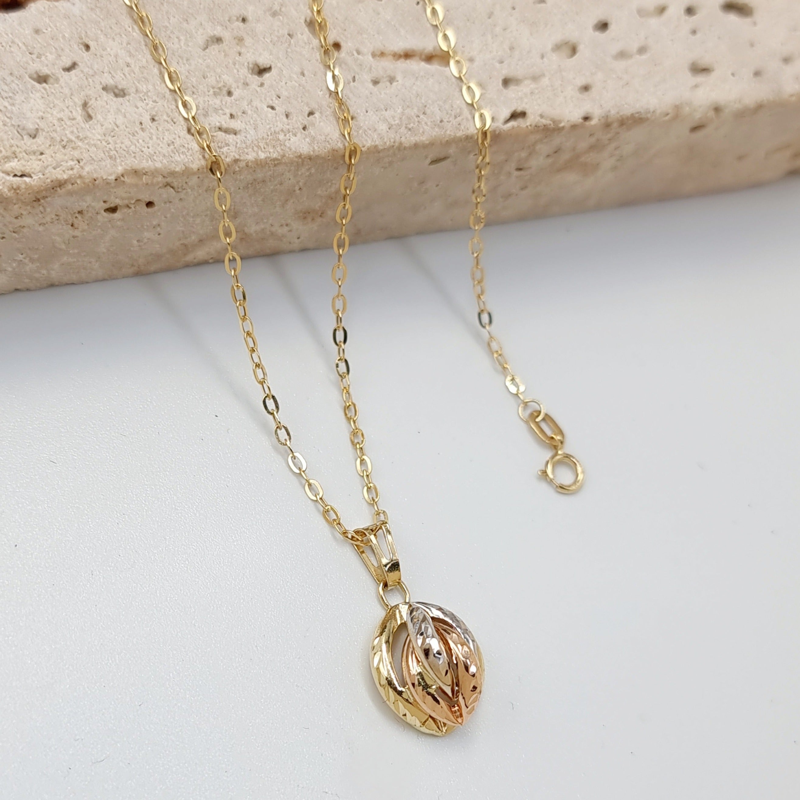 18K Pure Gold 3 Color Necklace