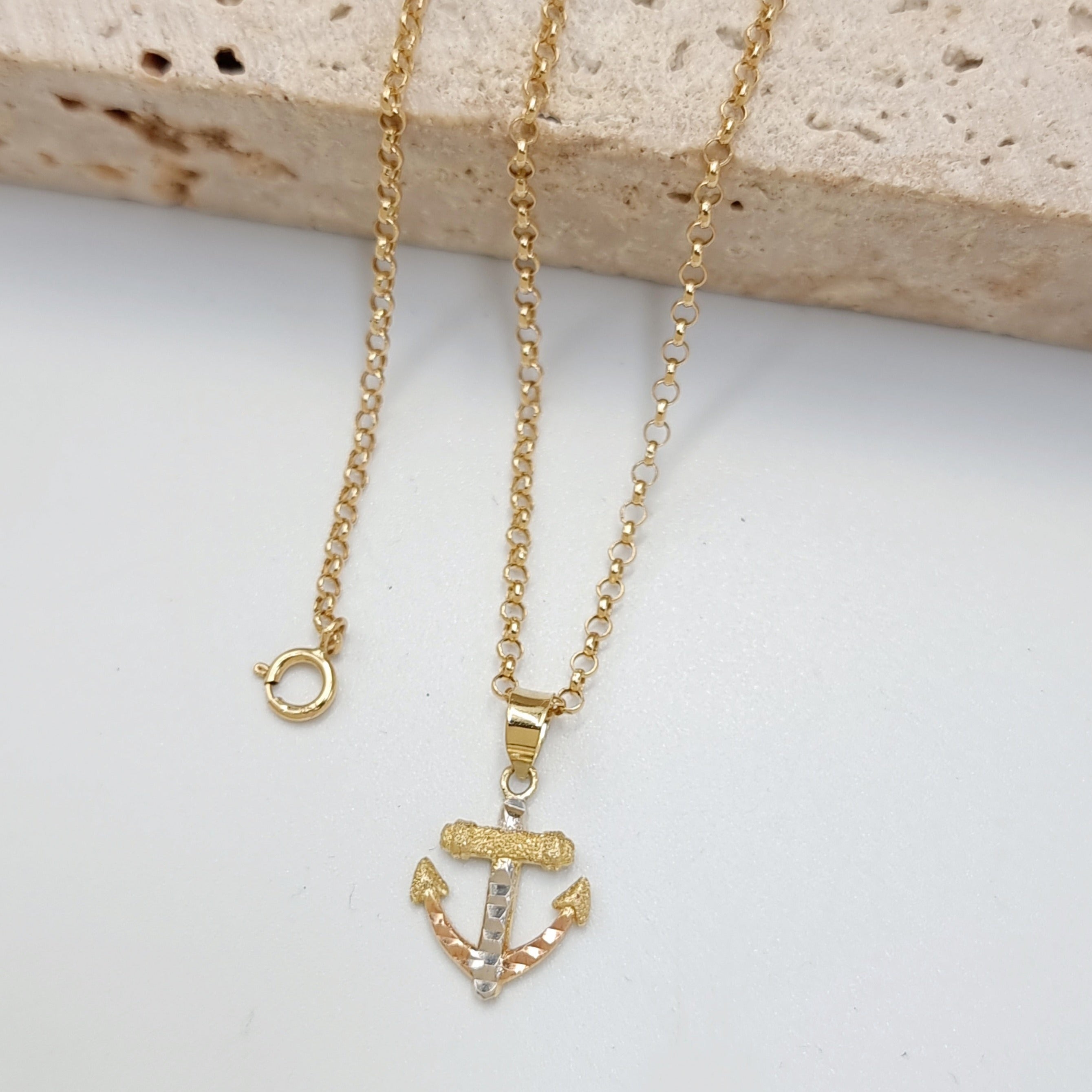 18K Pure Gold Anchor Necklace