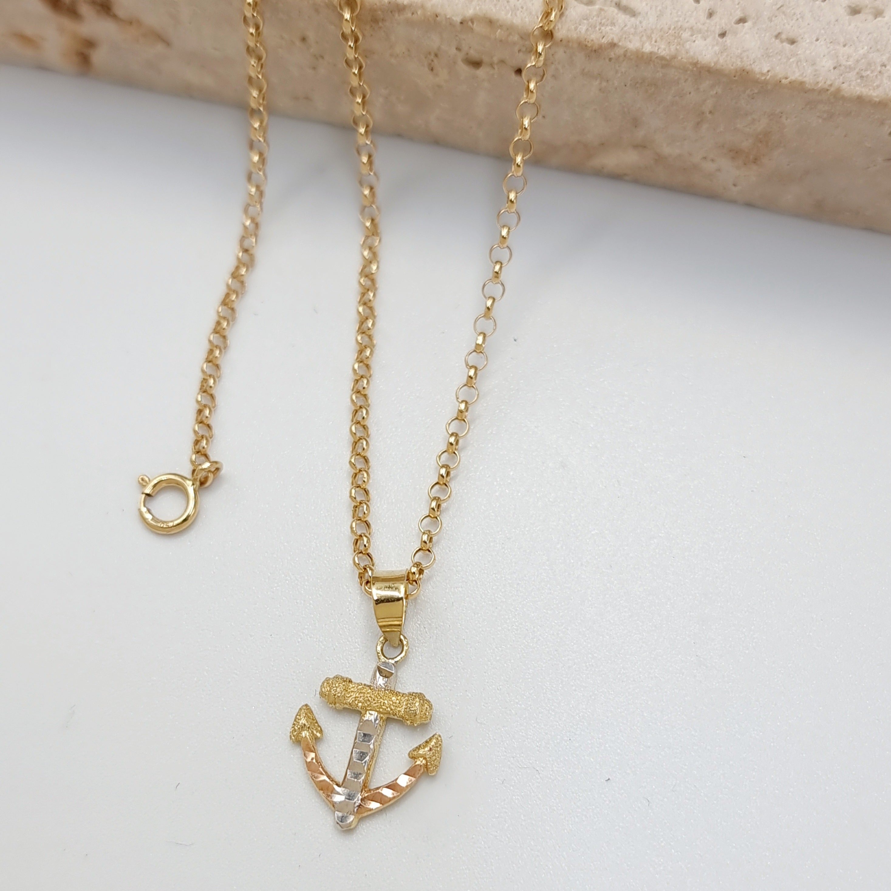 18K Pure Gold Anchor Necklace