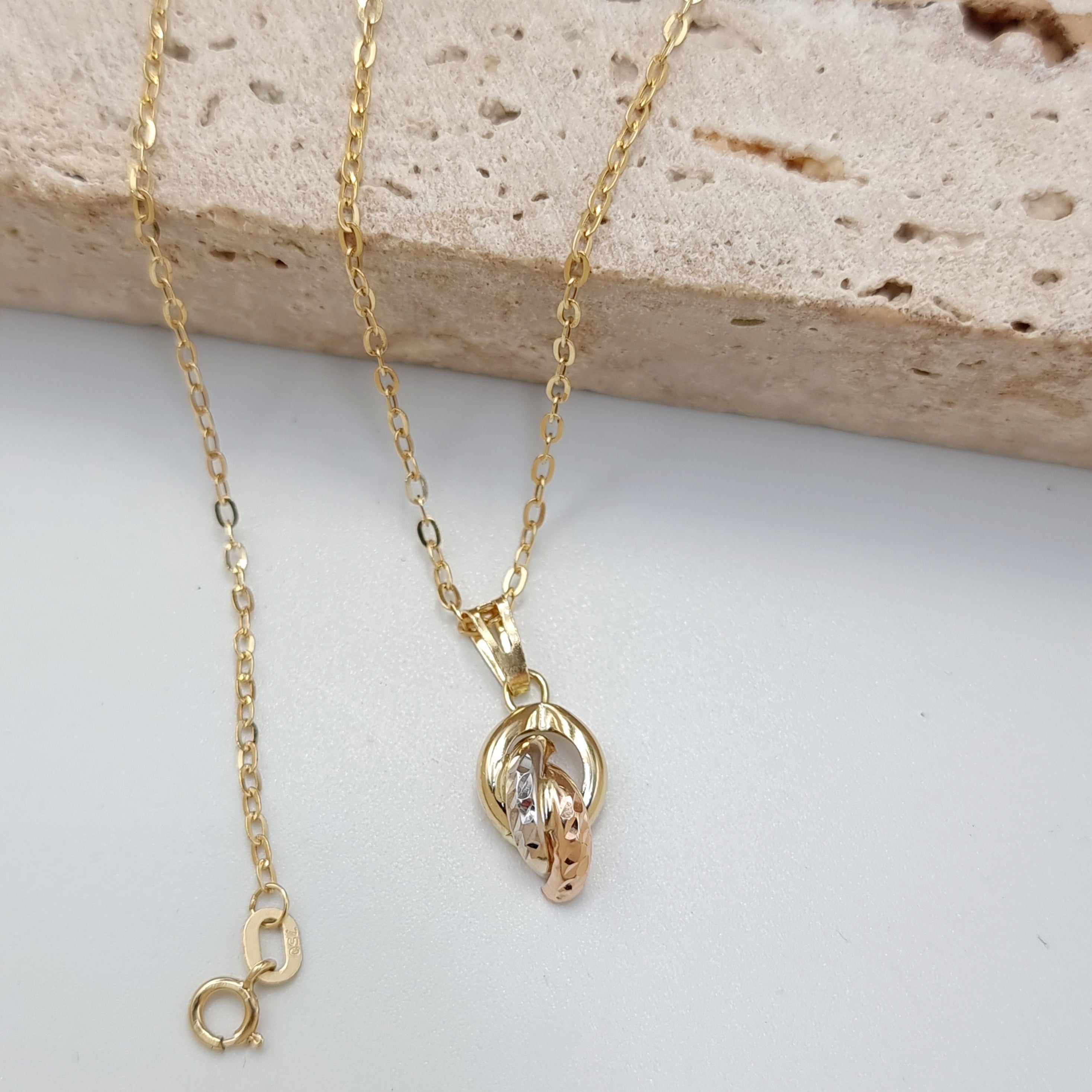 18K Pure Gold 3 Color Necklace