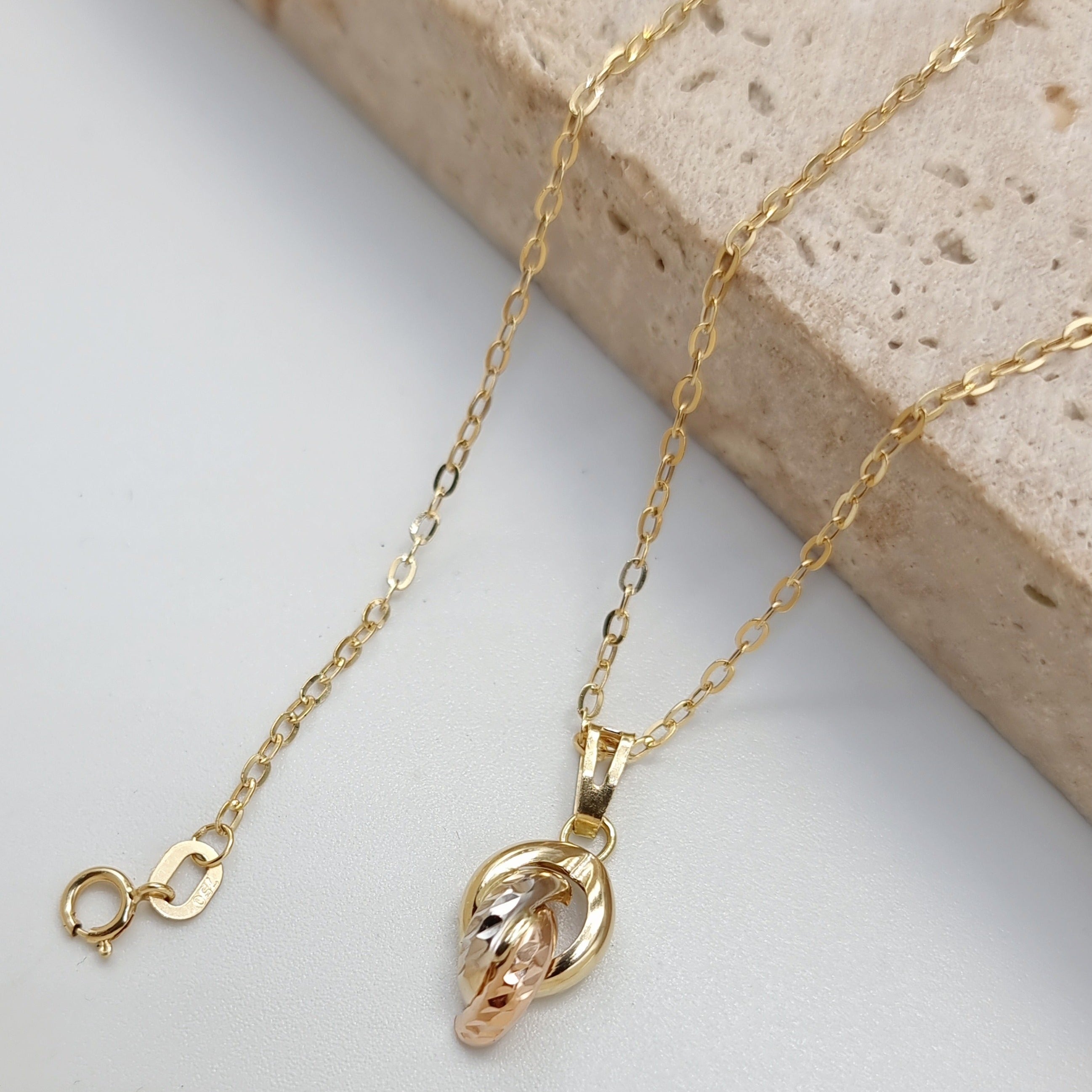 18K Pure Gold 3 Color Necklace