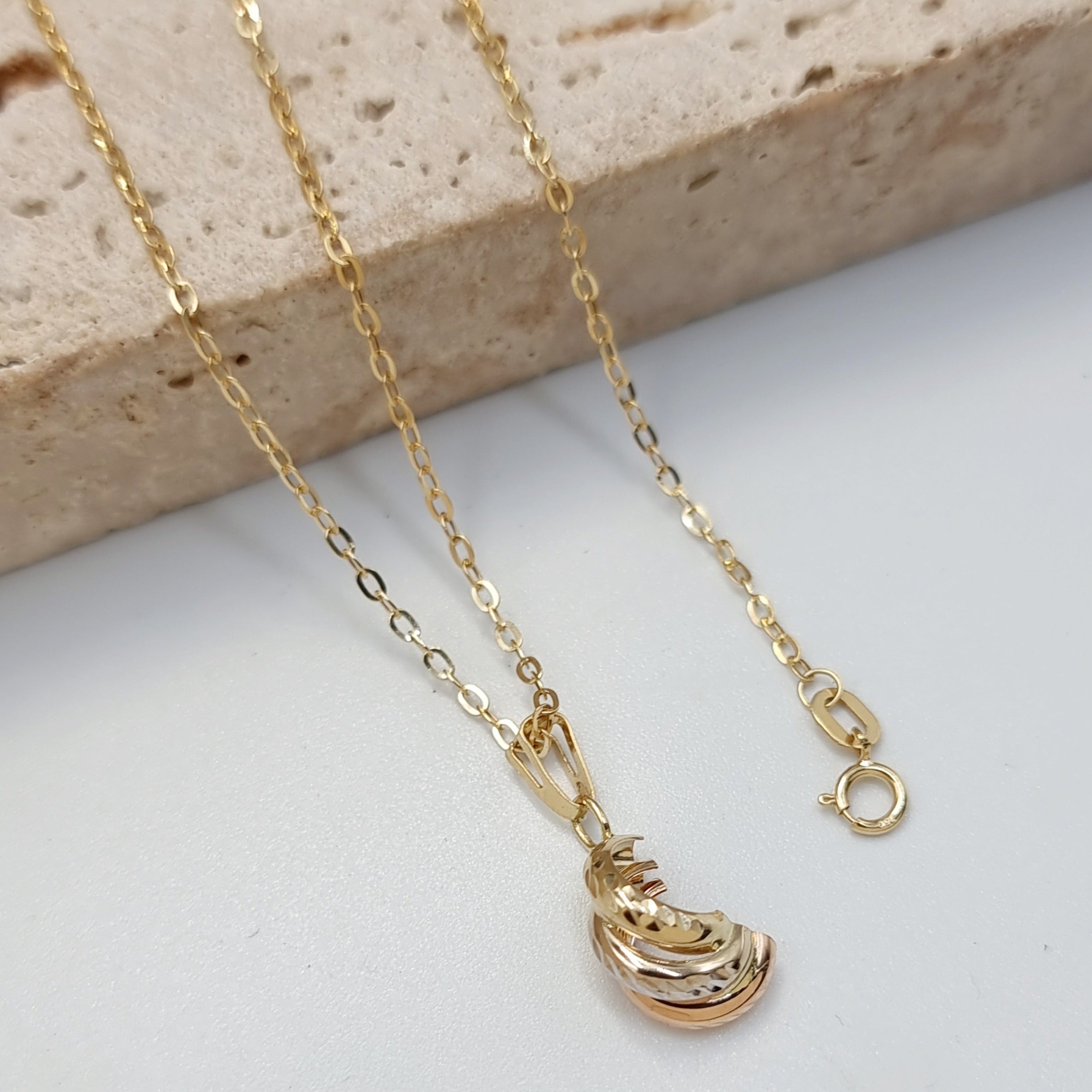 18K Pure Gold 3 Color Necklace