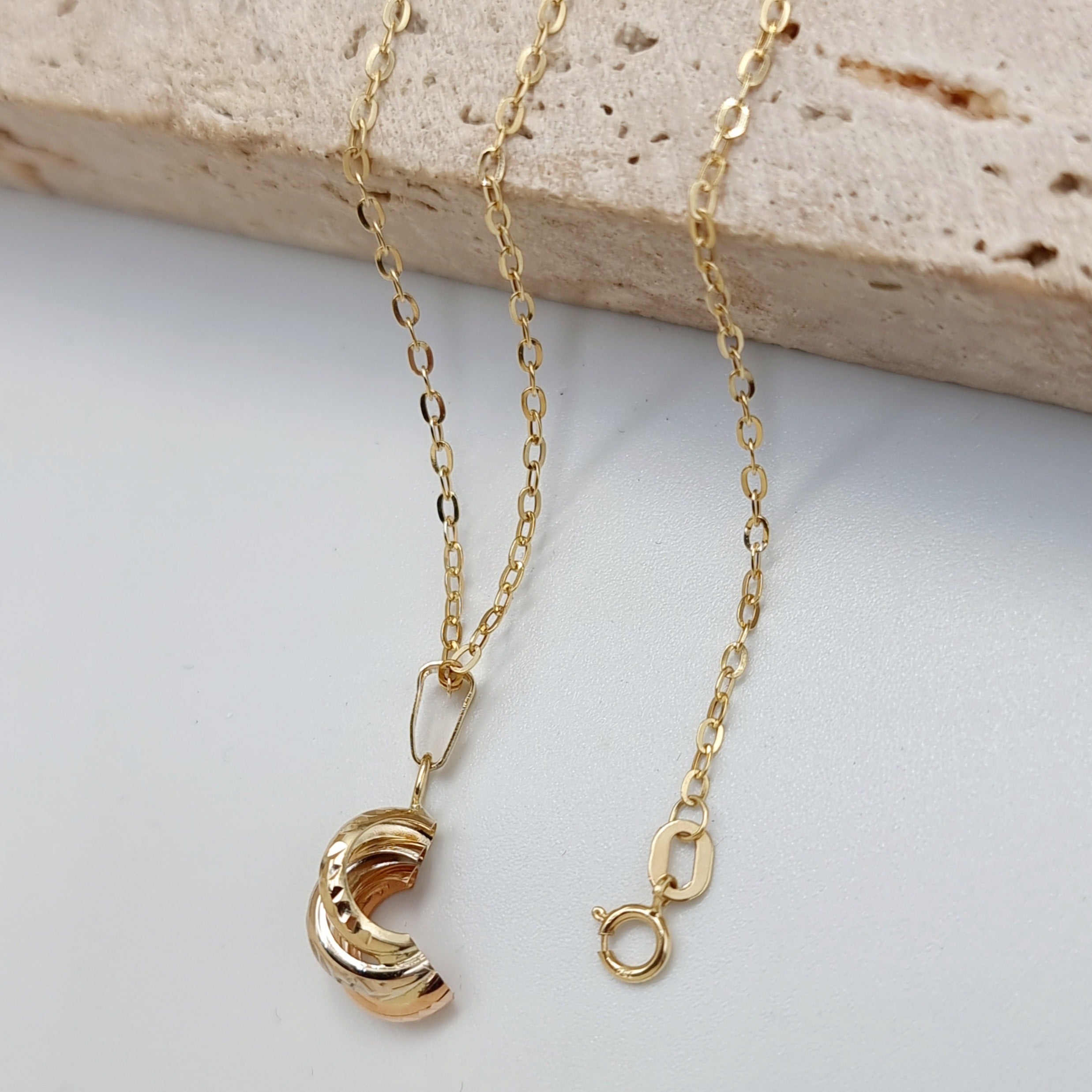 18K Pure Gold 3 Color Necklace