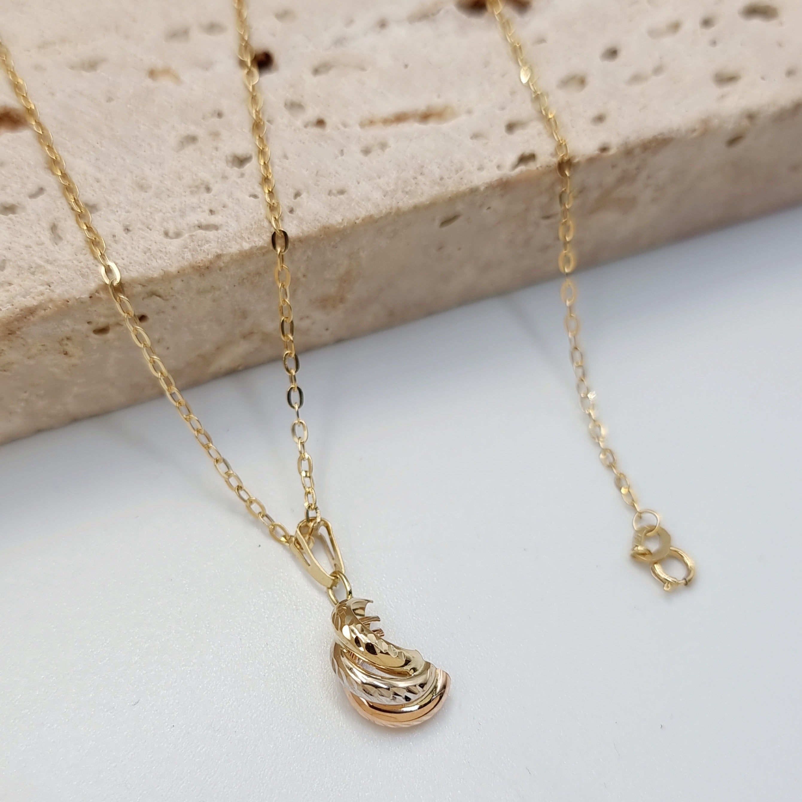 18K Pure Gold 3 Color Necklace