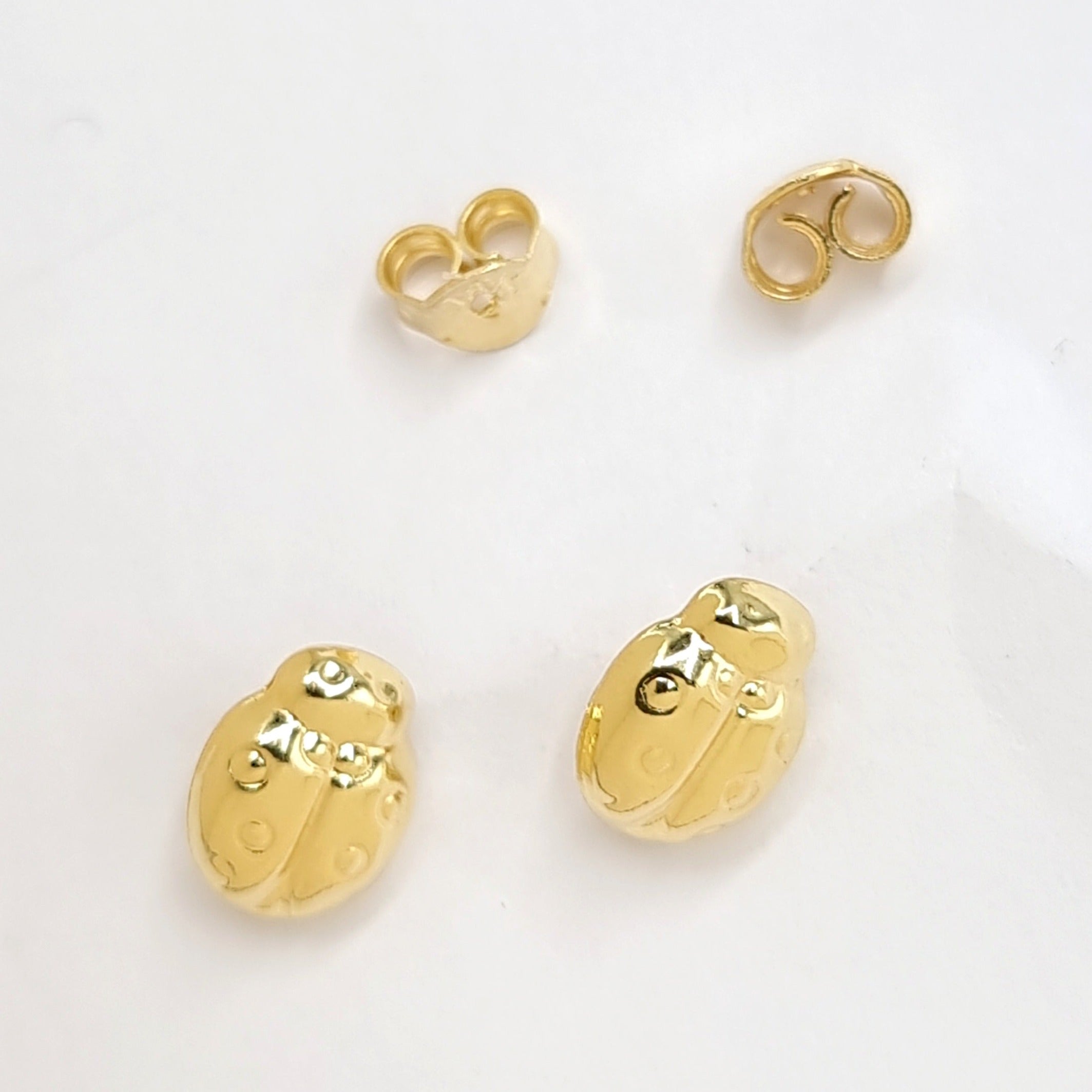 18K Pure Gold Ladybug Earring Set