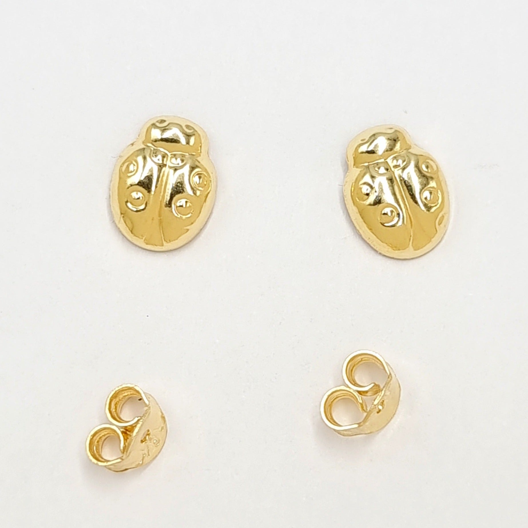 18K Pure Gold Ladybug Earring Set