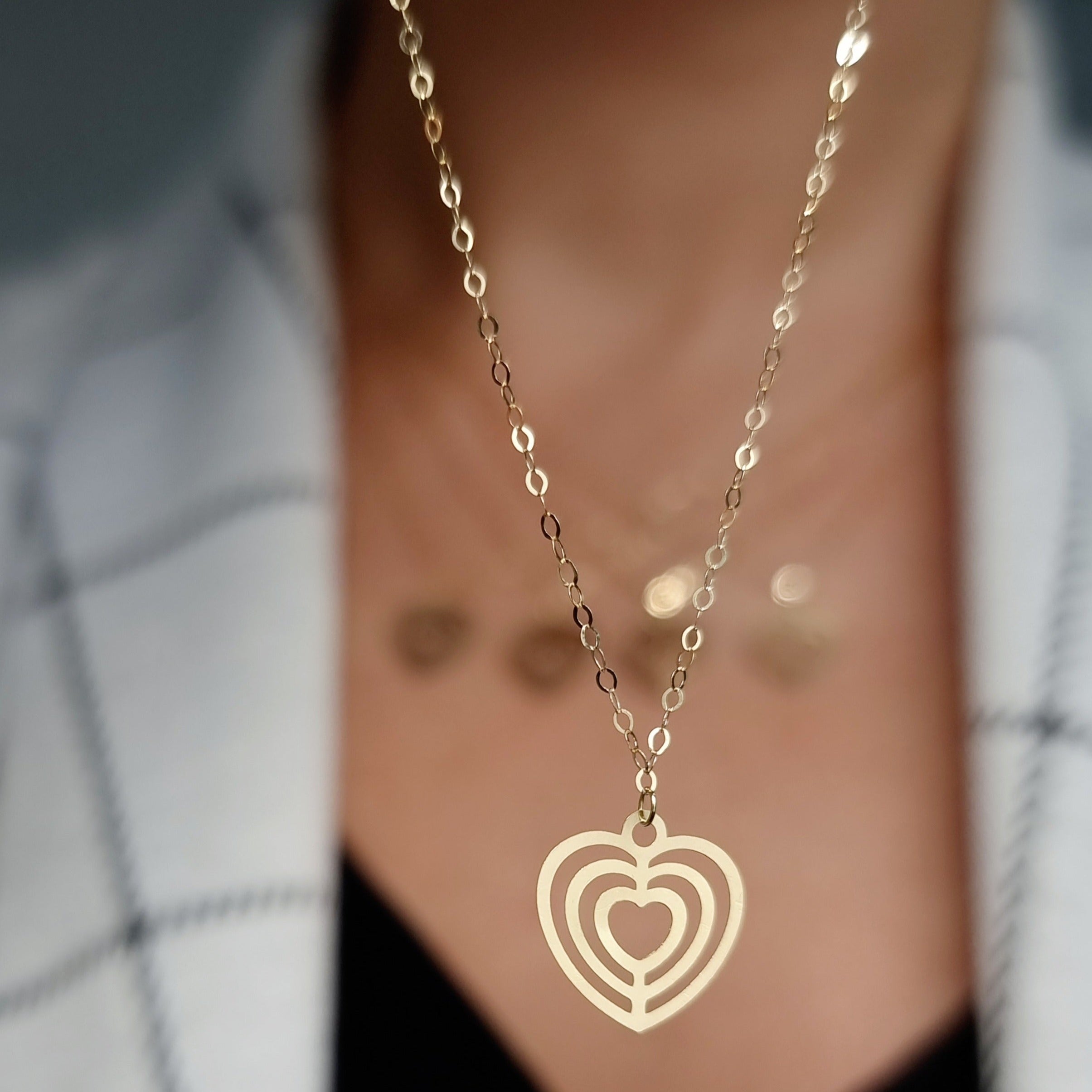 18K Pure Gold Fine Heart Necklace