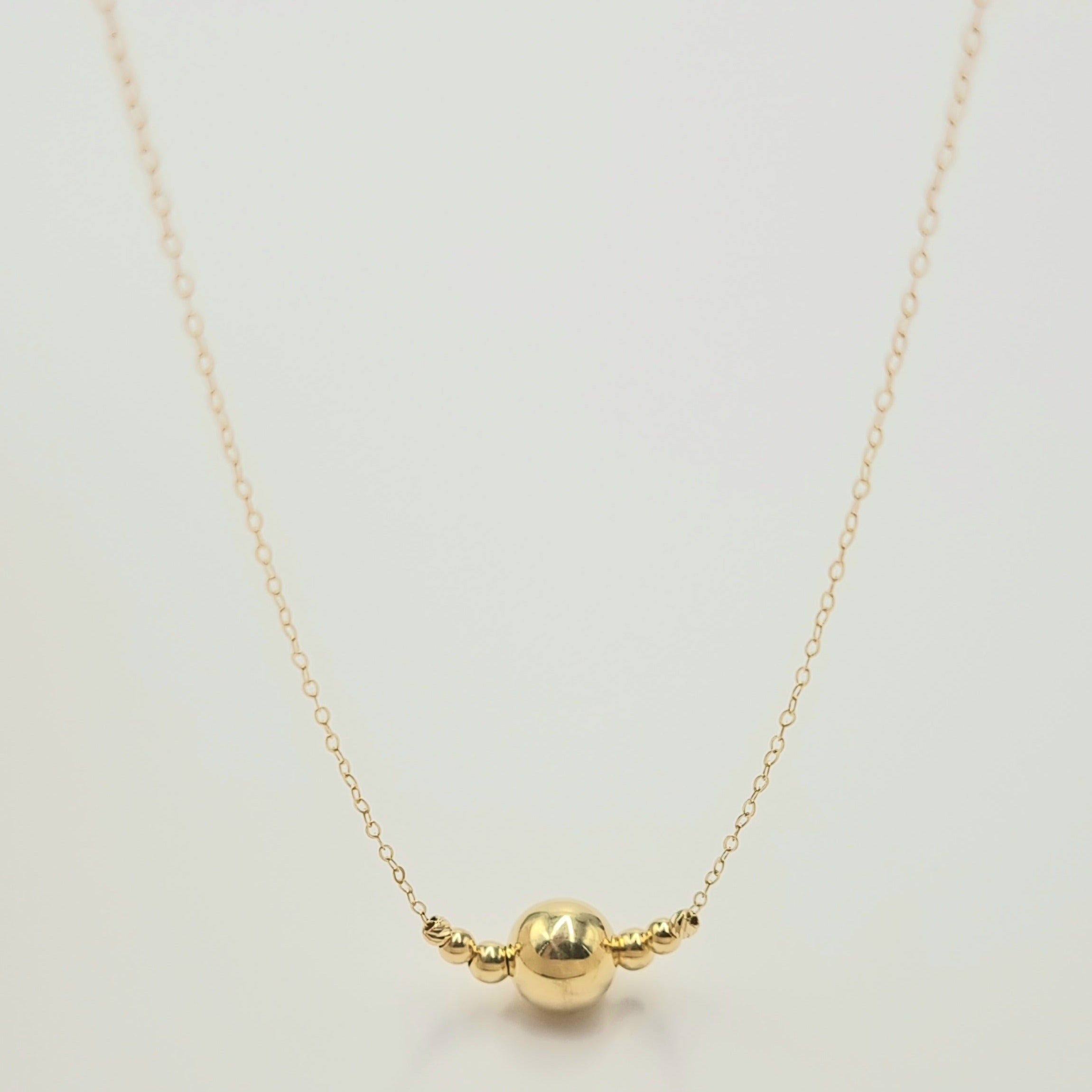 18K Pure Gold Ball Necklace