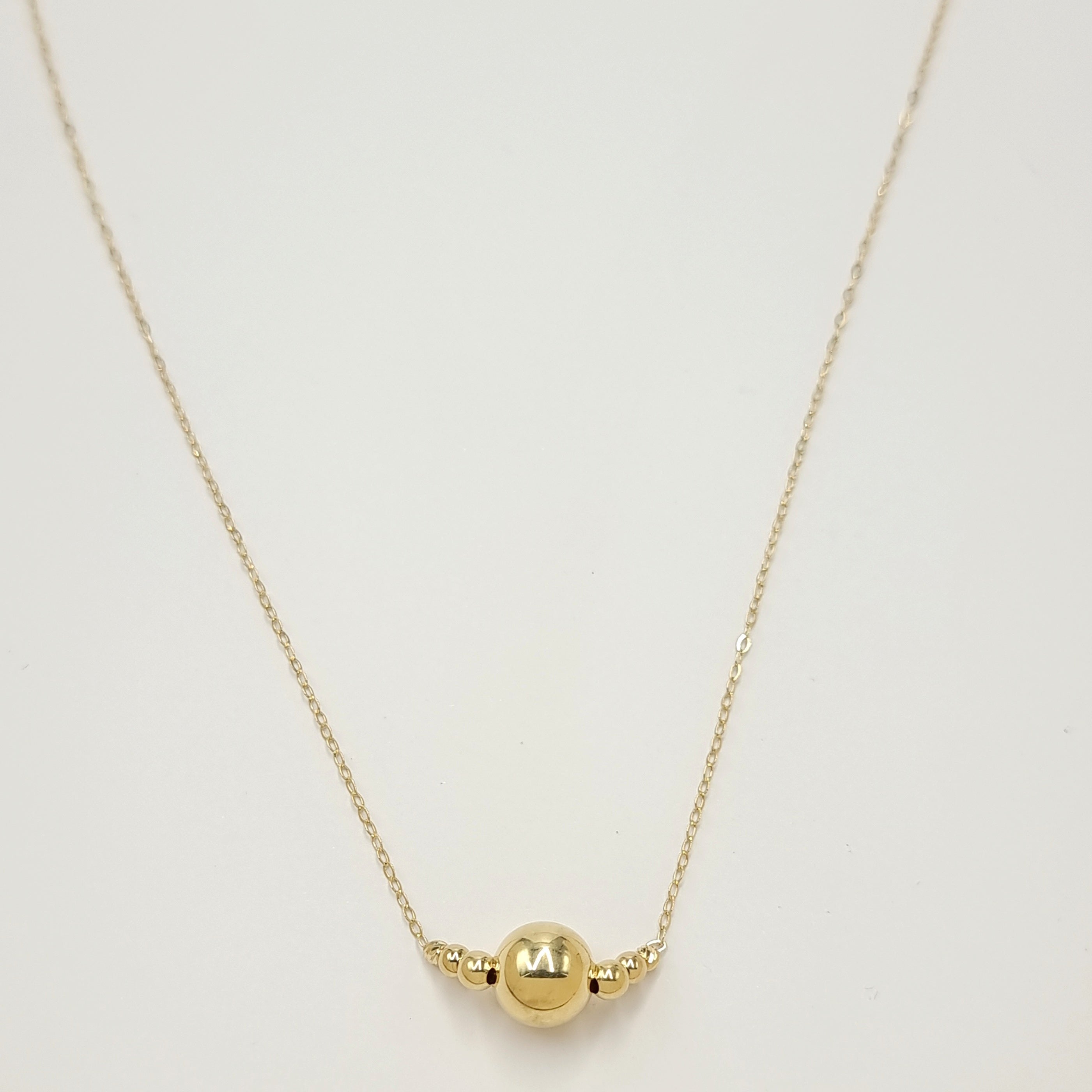 18K Pure Gold Ball Necklace