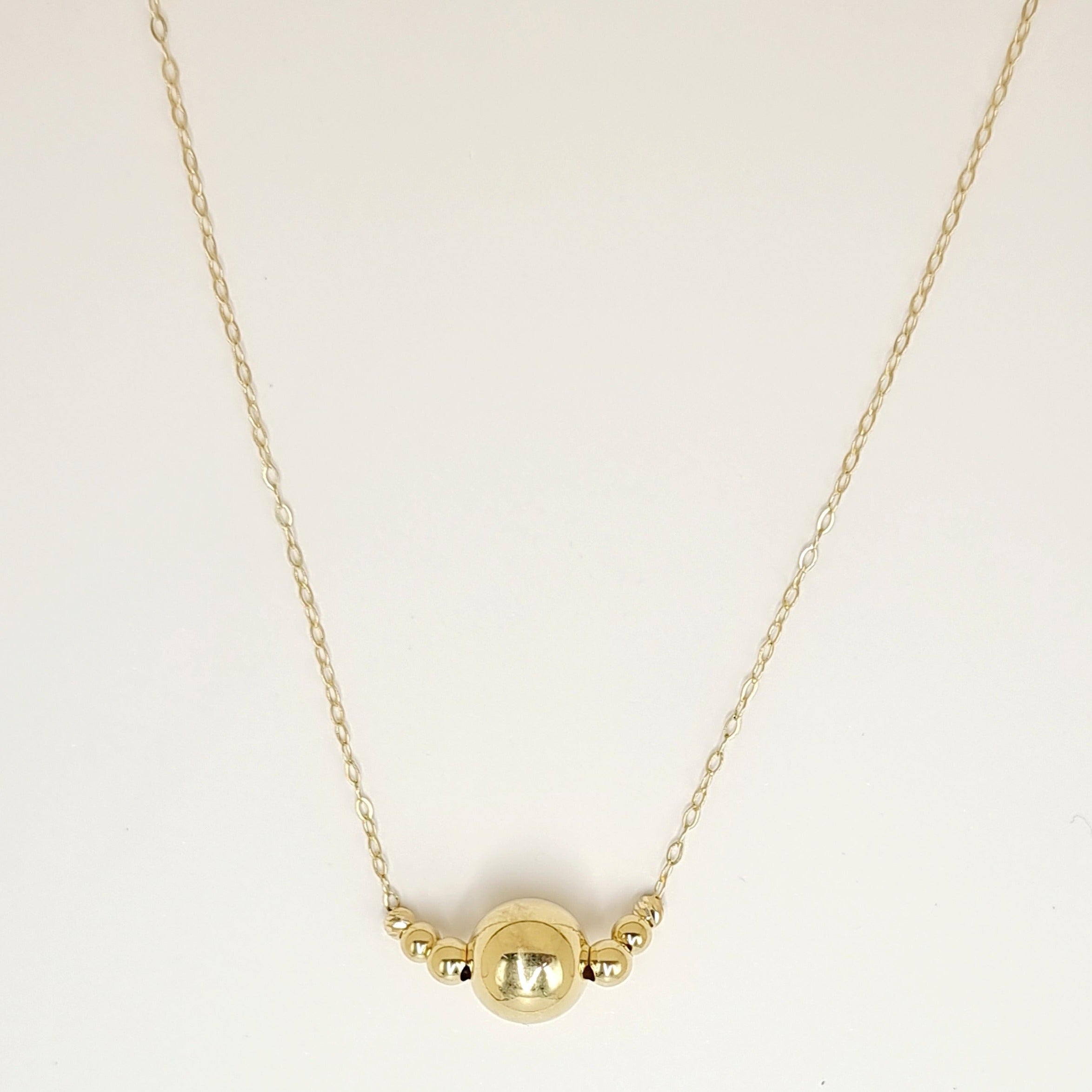 18K Pure Gold Ball Necklace