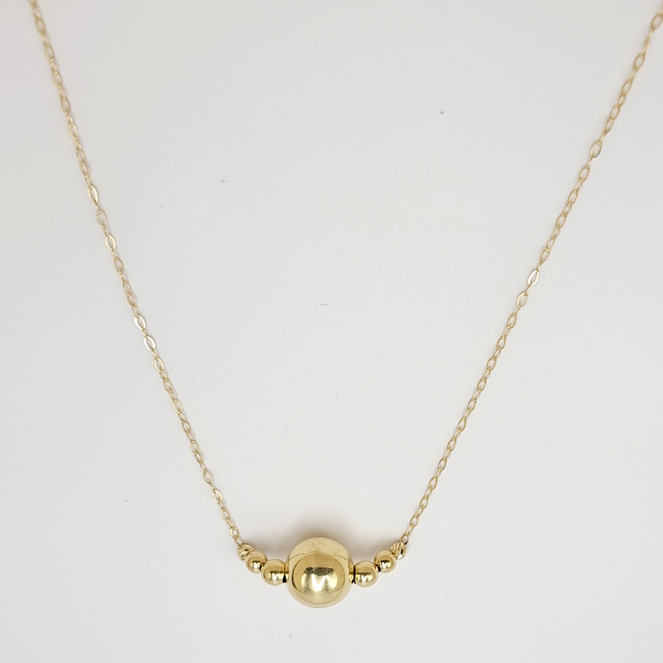 18K Pure Gold Ball Necklace