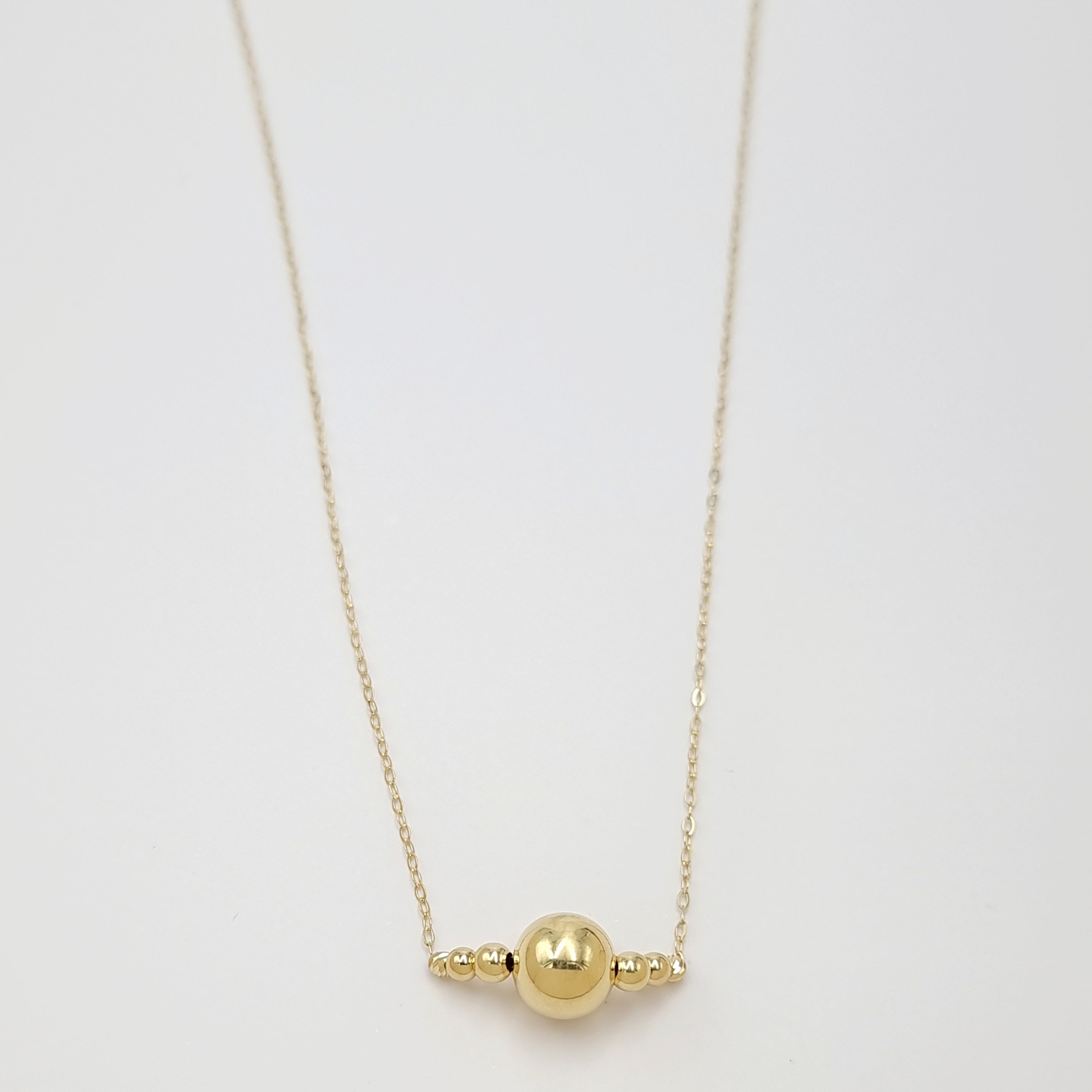 18K Pure Gold Ball Necklace