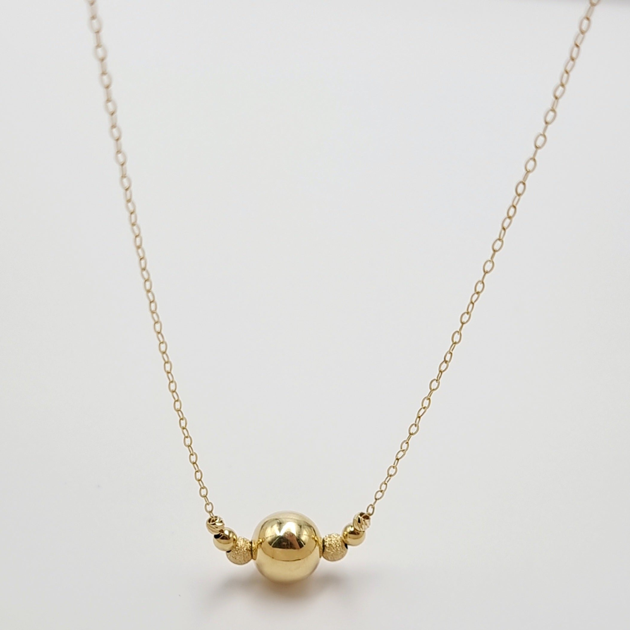 18K Pure Gold Ball Necklace