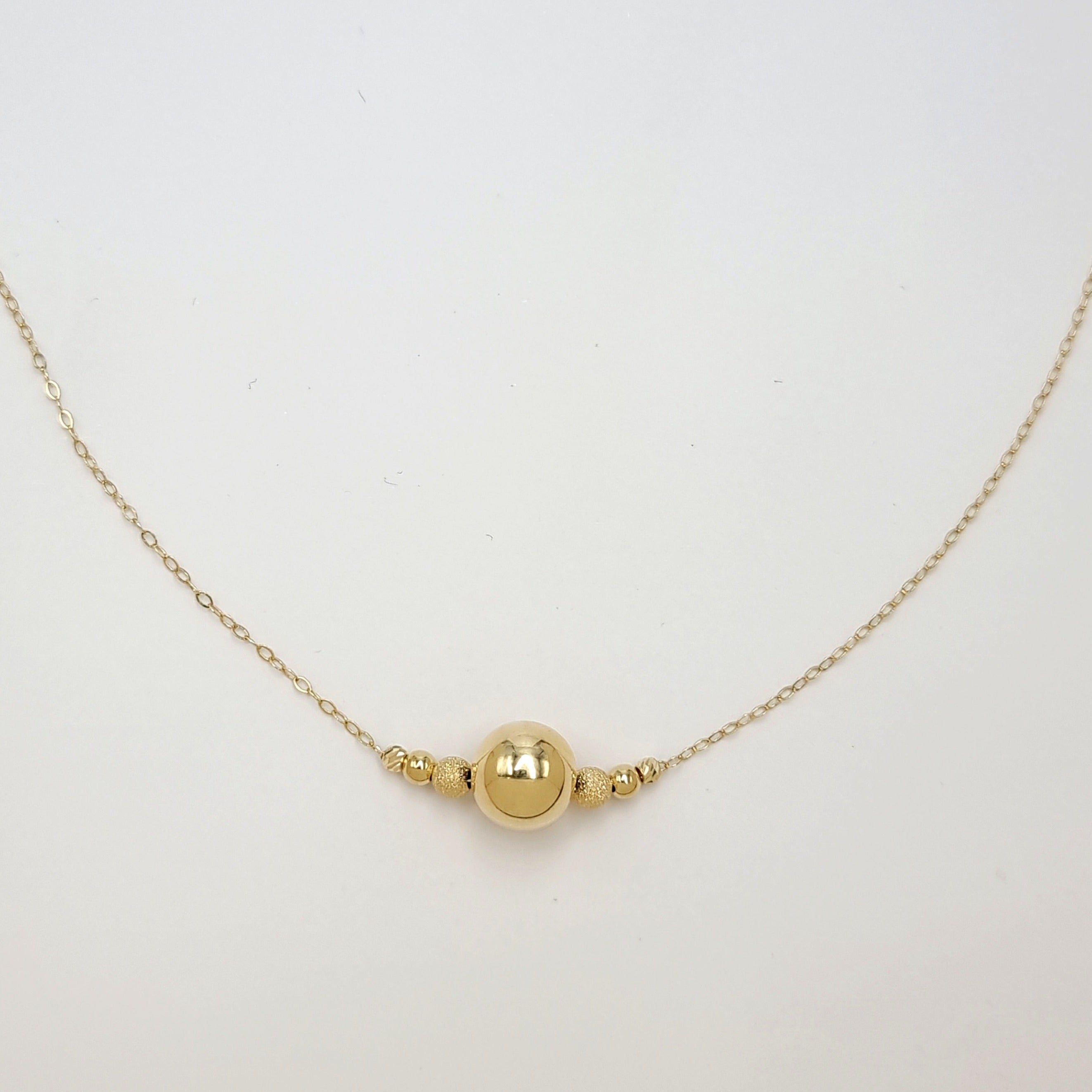 18K Pure Gold Ball Necklace