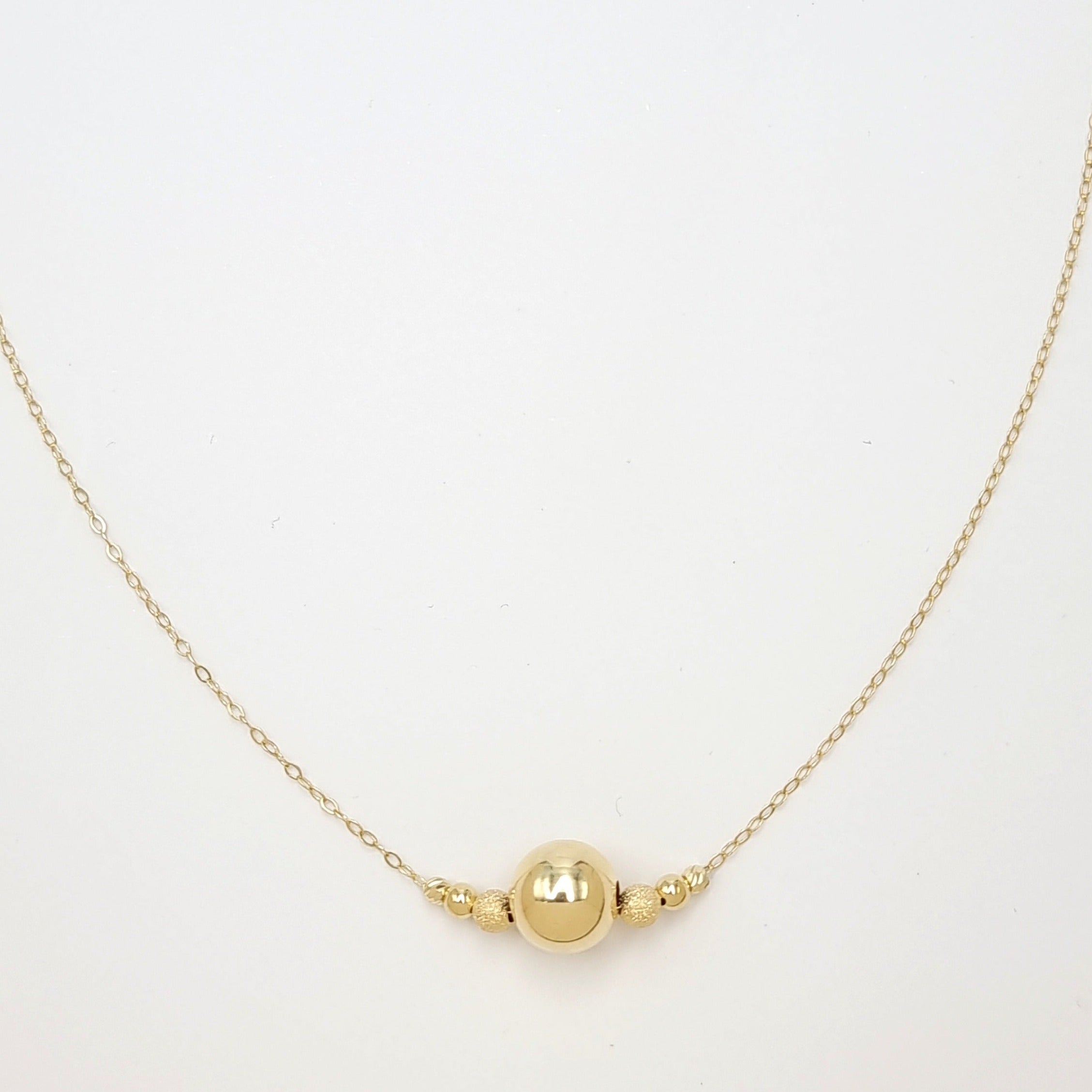 18K Pure Gold Ball Necklace