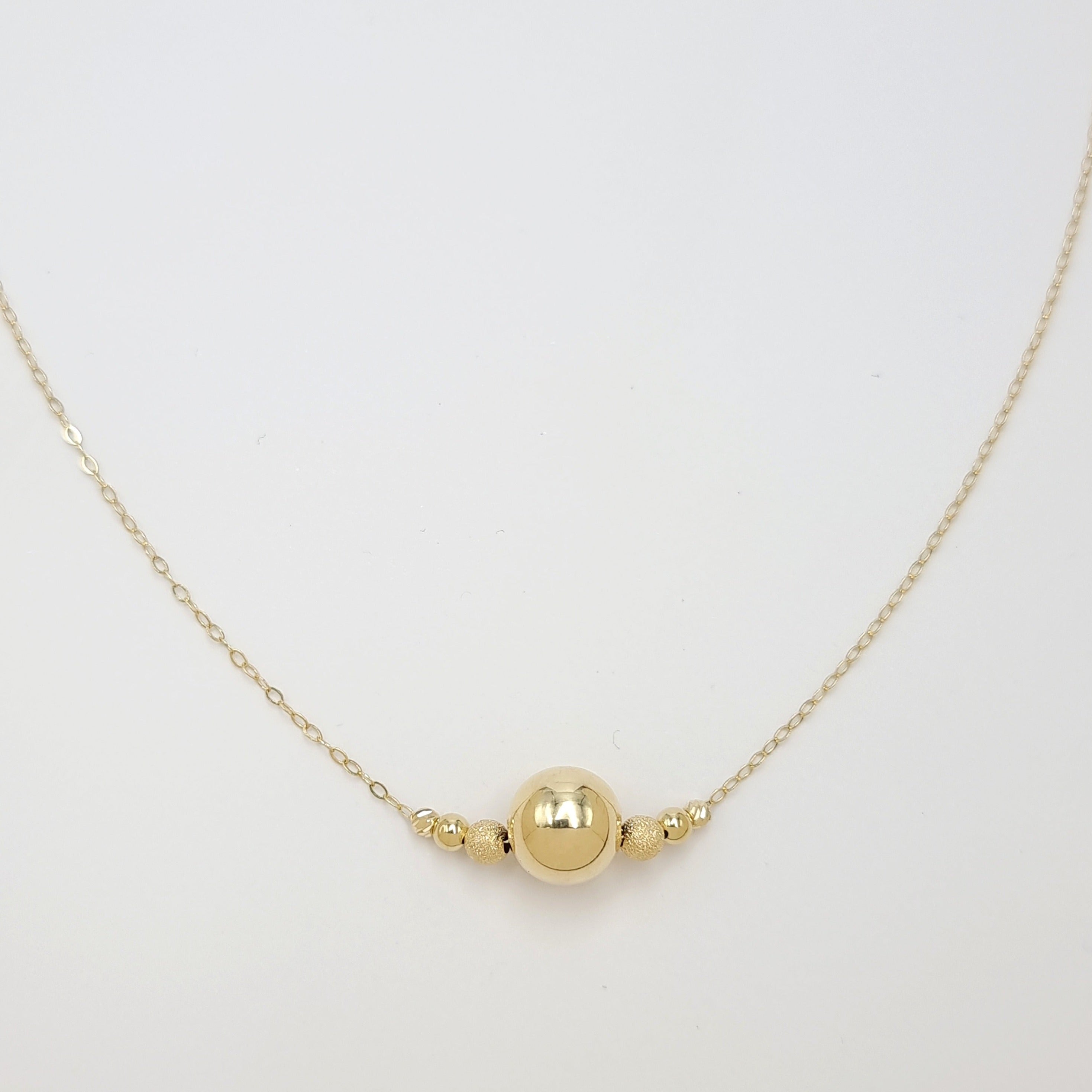 18K Pure Gold Ball Necklace
