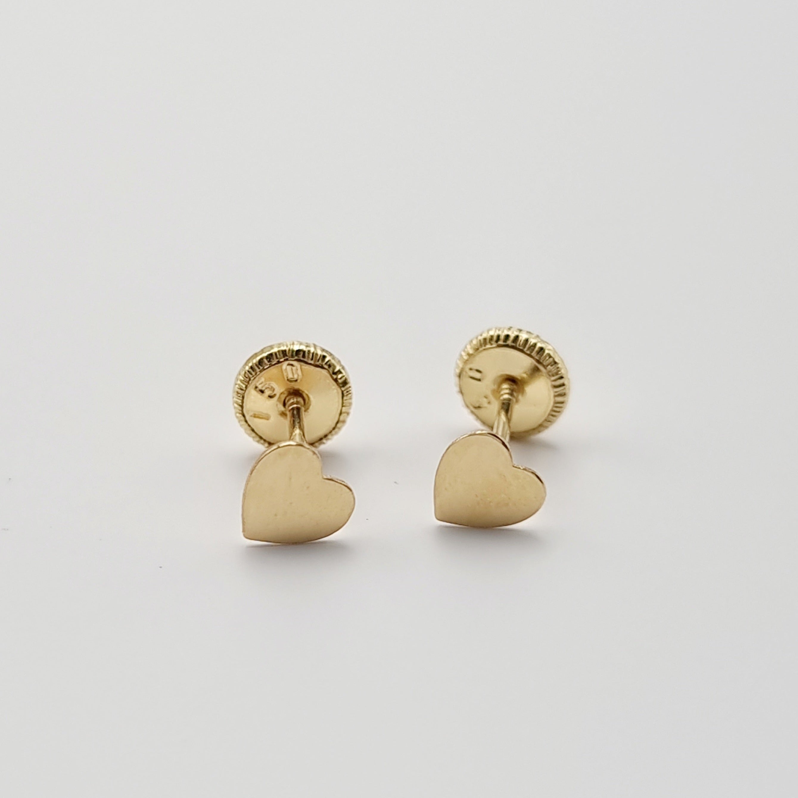 18K Pure Gold Heart Screw Earring Set