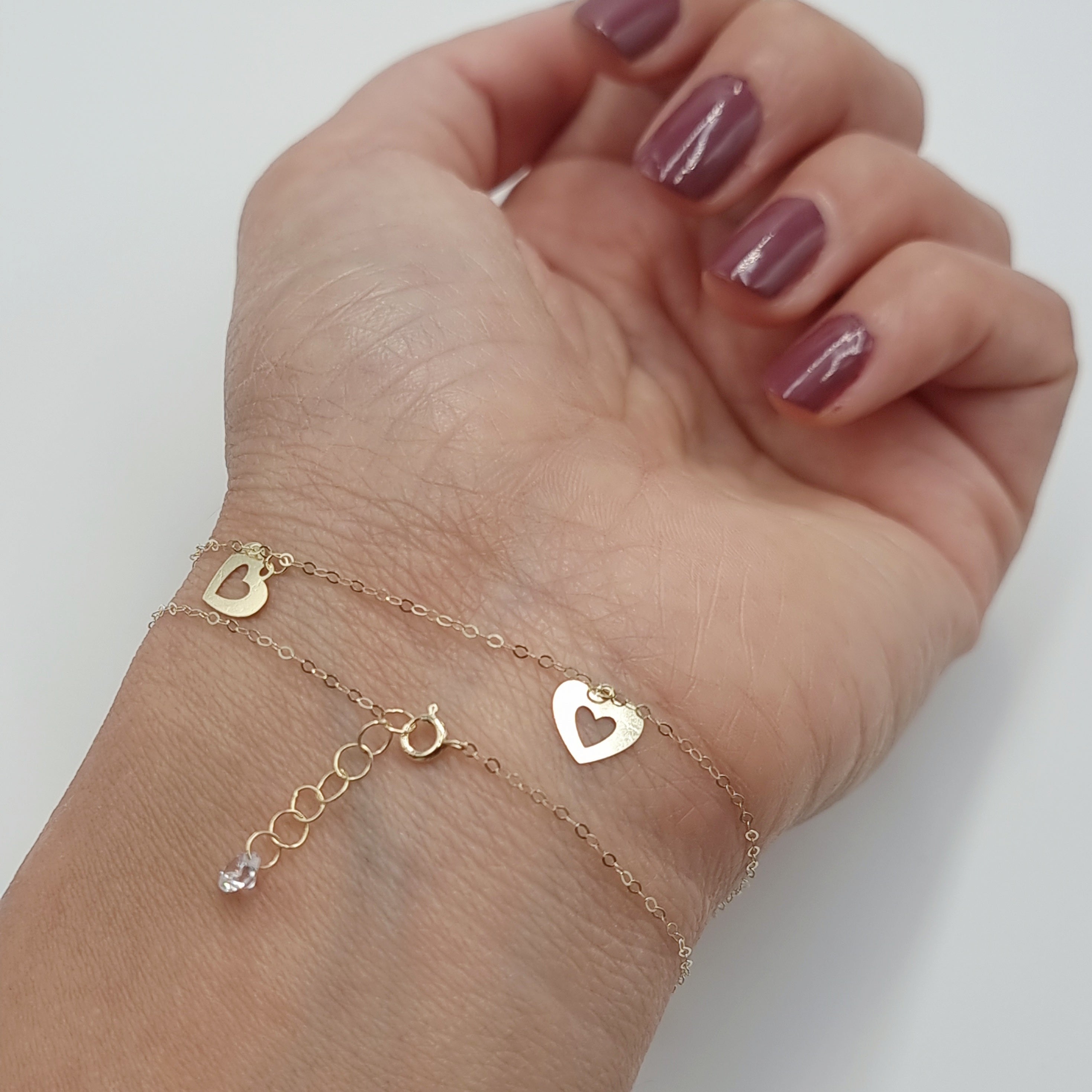 18K Pure Gold Heart Bracelet