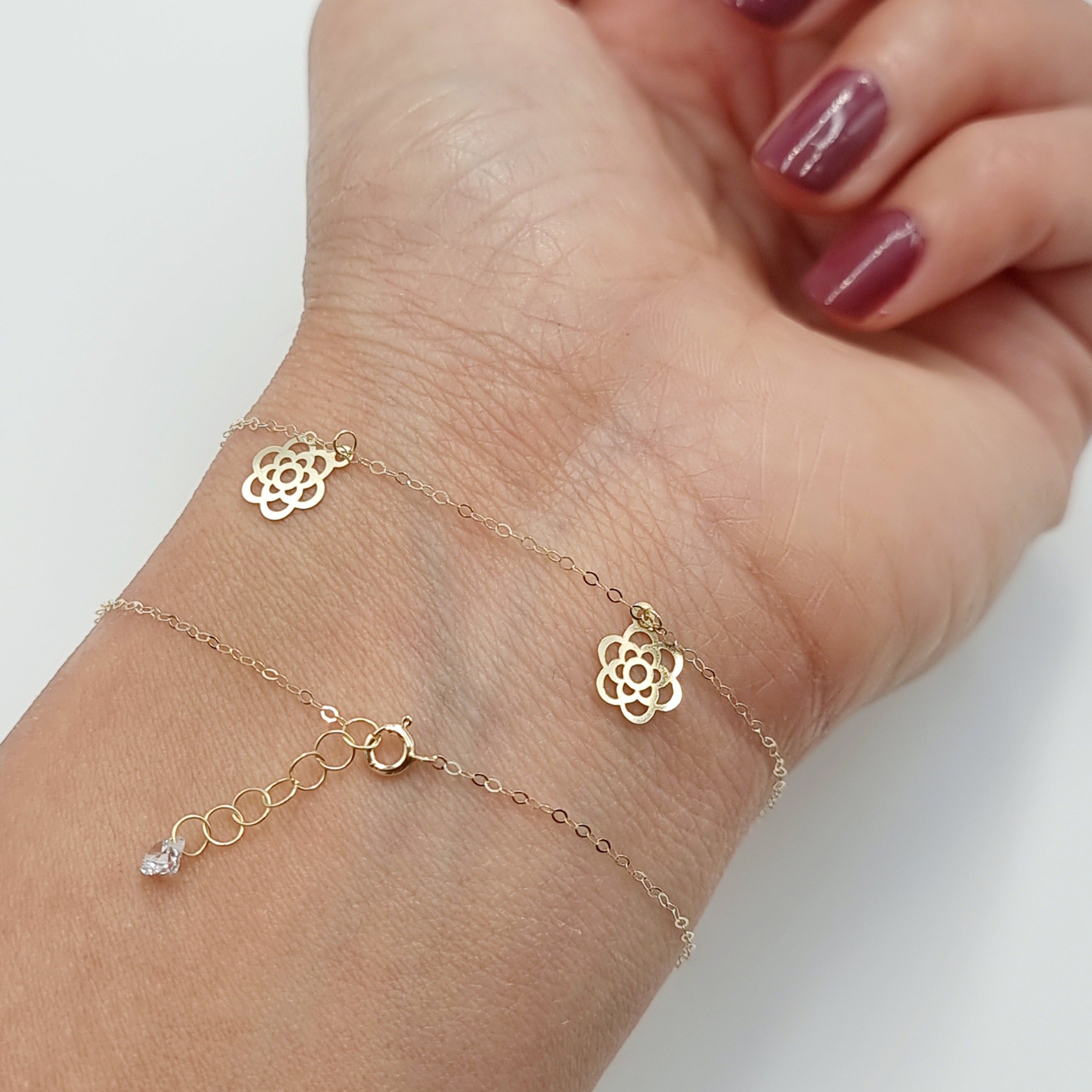 18K Pure Gold Flower Bracelet