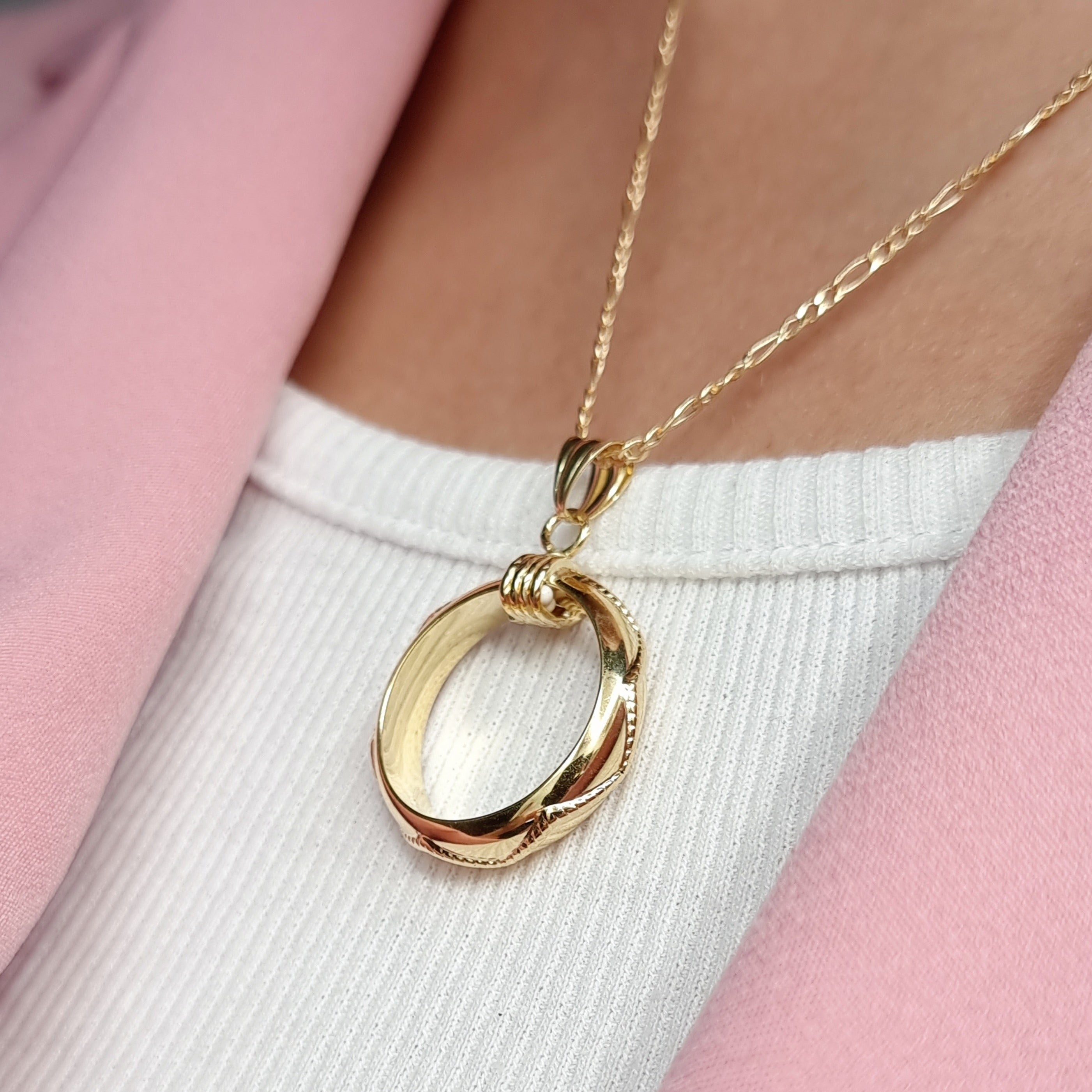 18K Pure Gold Round Necklace