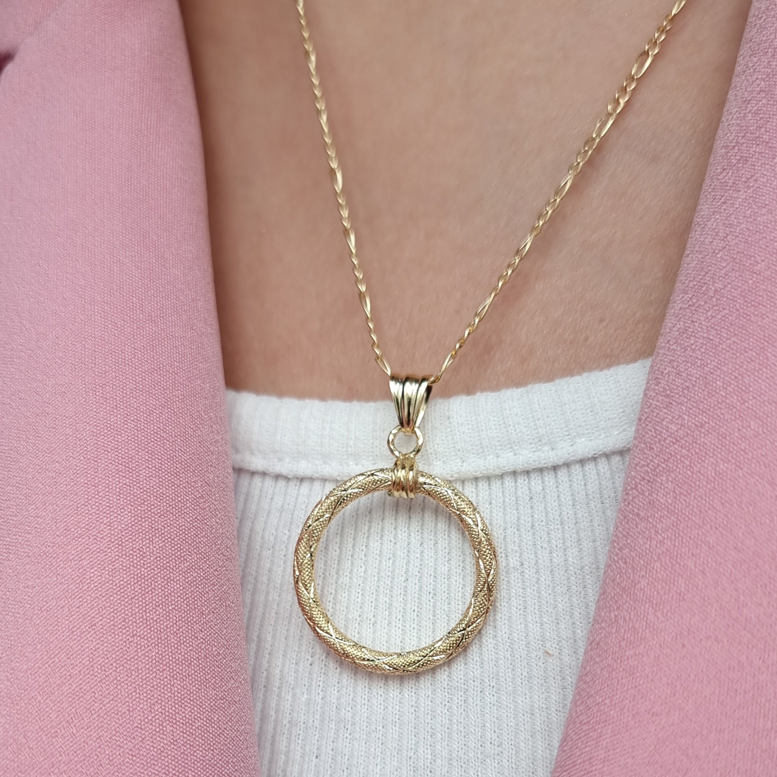 18K Pure Gold Round Necklace