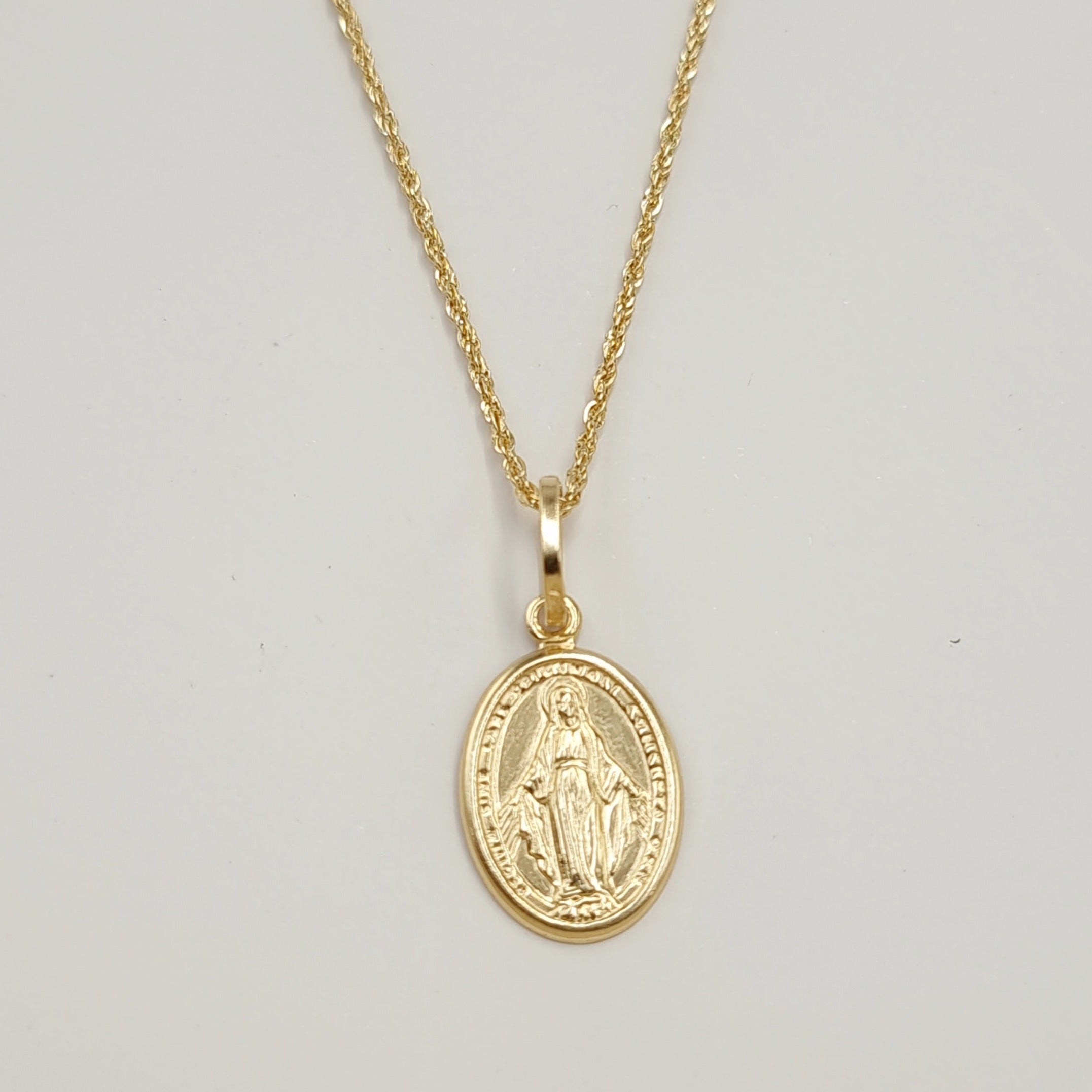 18K Pure Gold Oval Jesus Necklace