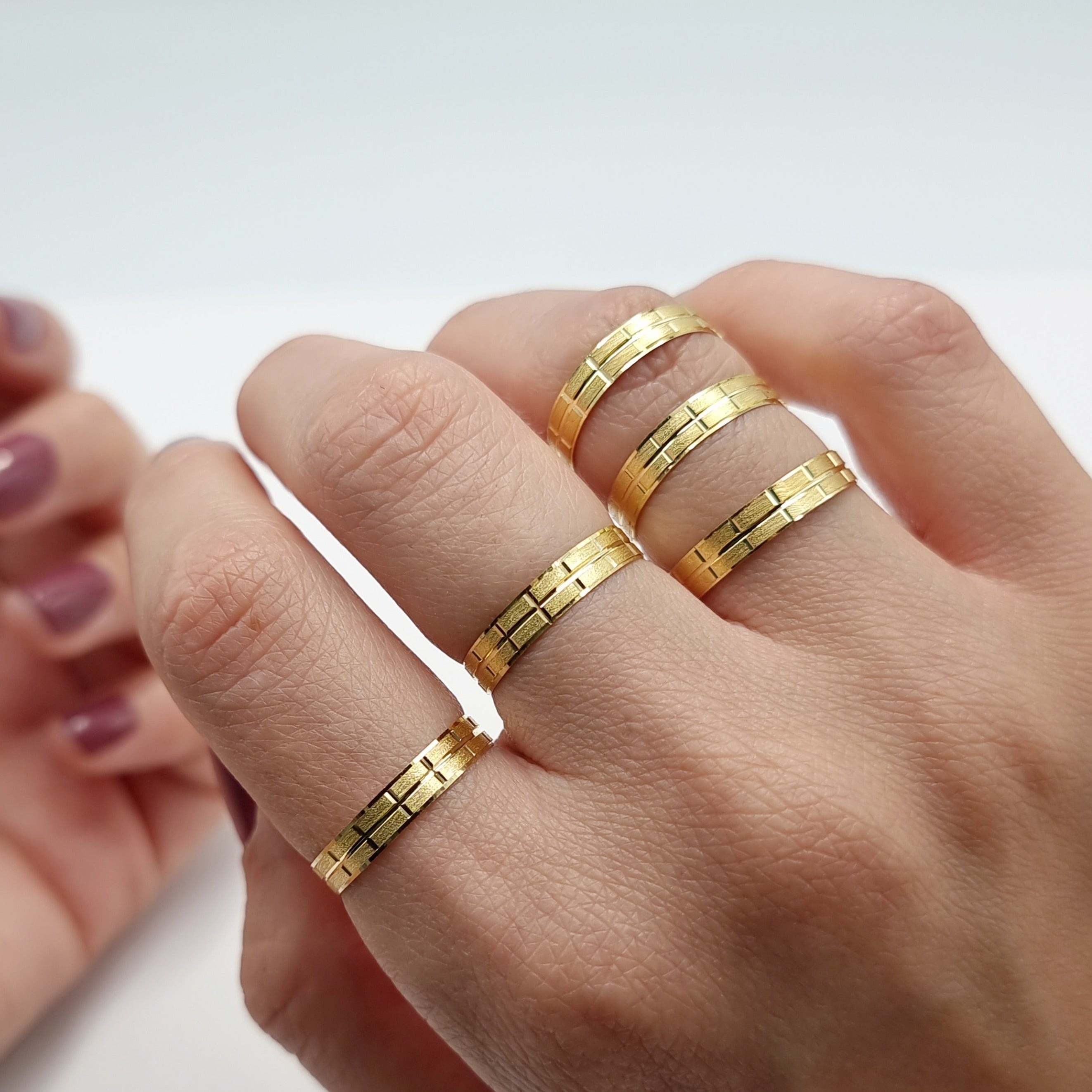 Golden Titanium Ring Wedding Rings Simple Design Couple Ring - Temu