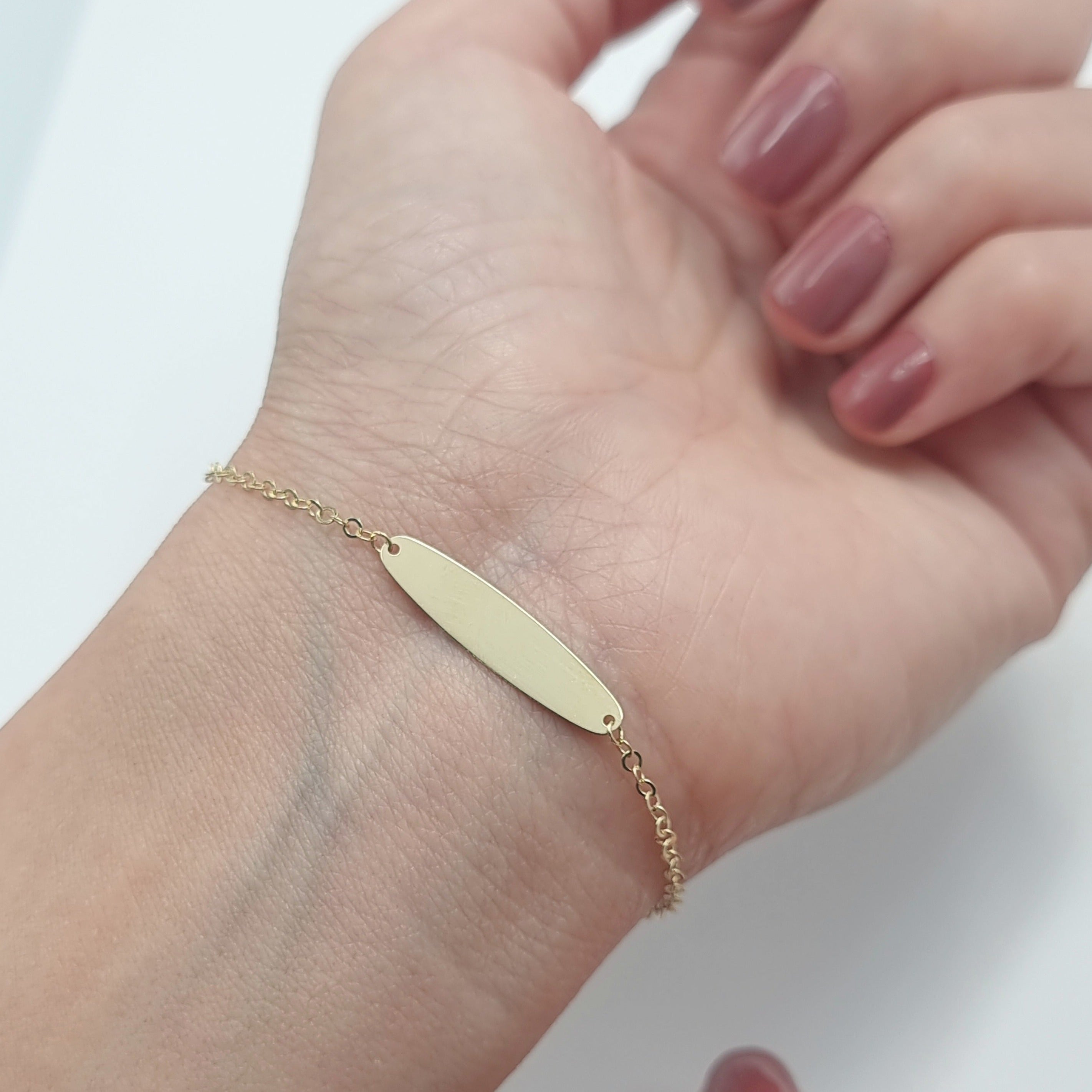 18K Pure Gold Plain Plate Design Bracelet