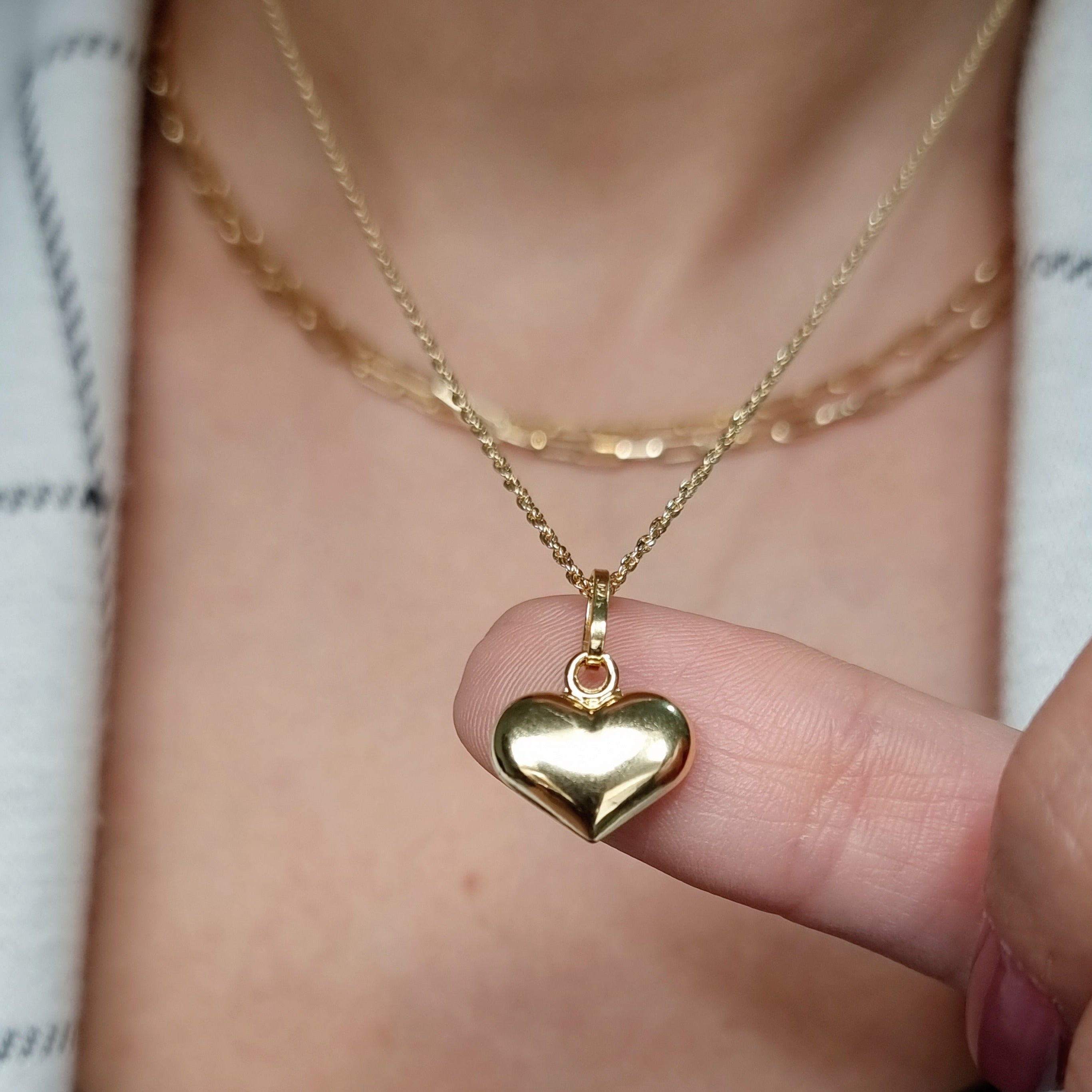 18K Pure Gold Heart Necklace