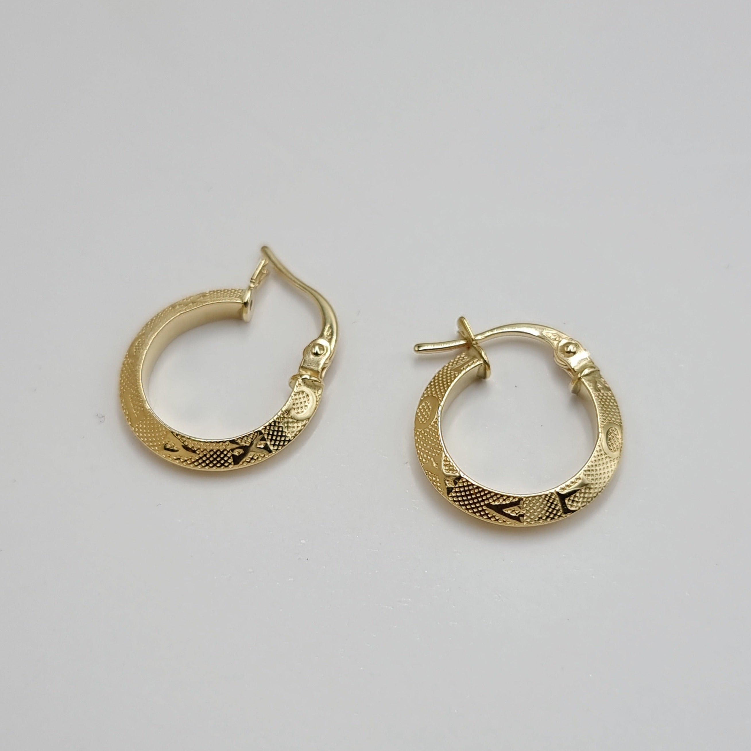 18K Pure Gold Round Earring Set