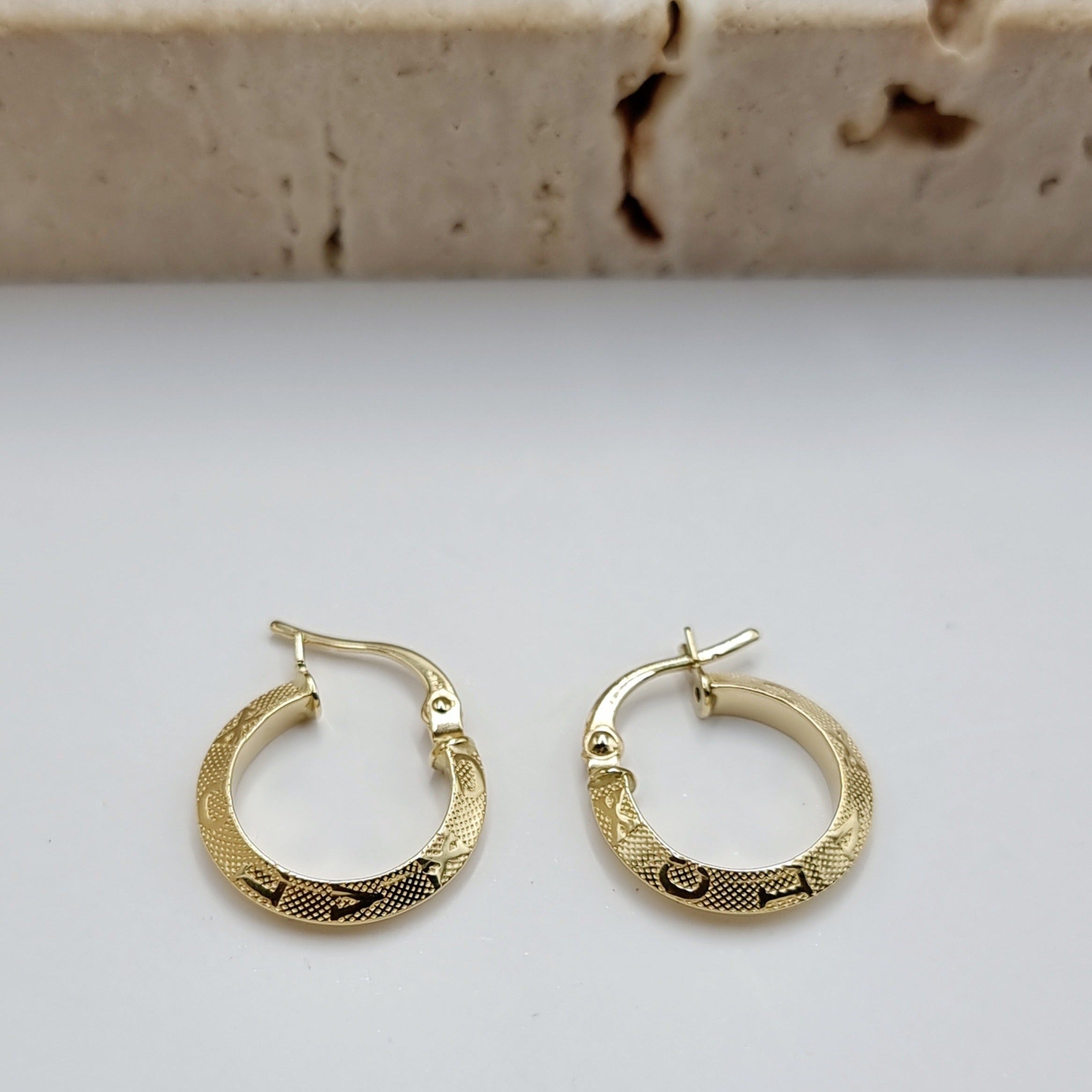 18K Pure Gold Round Earring Set