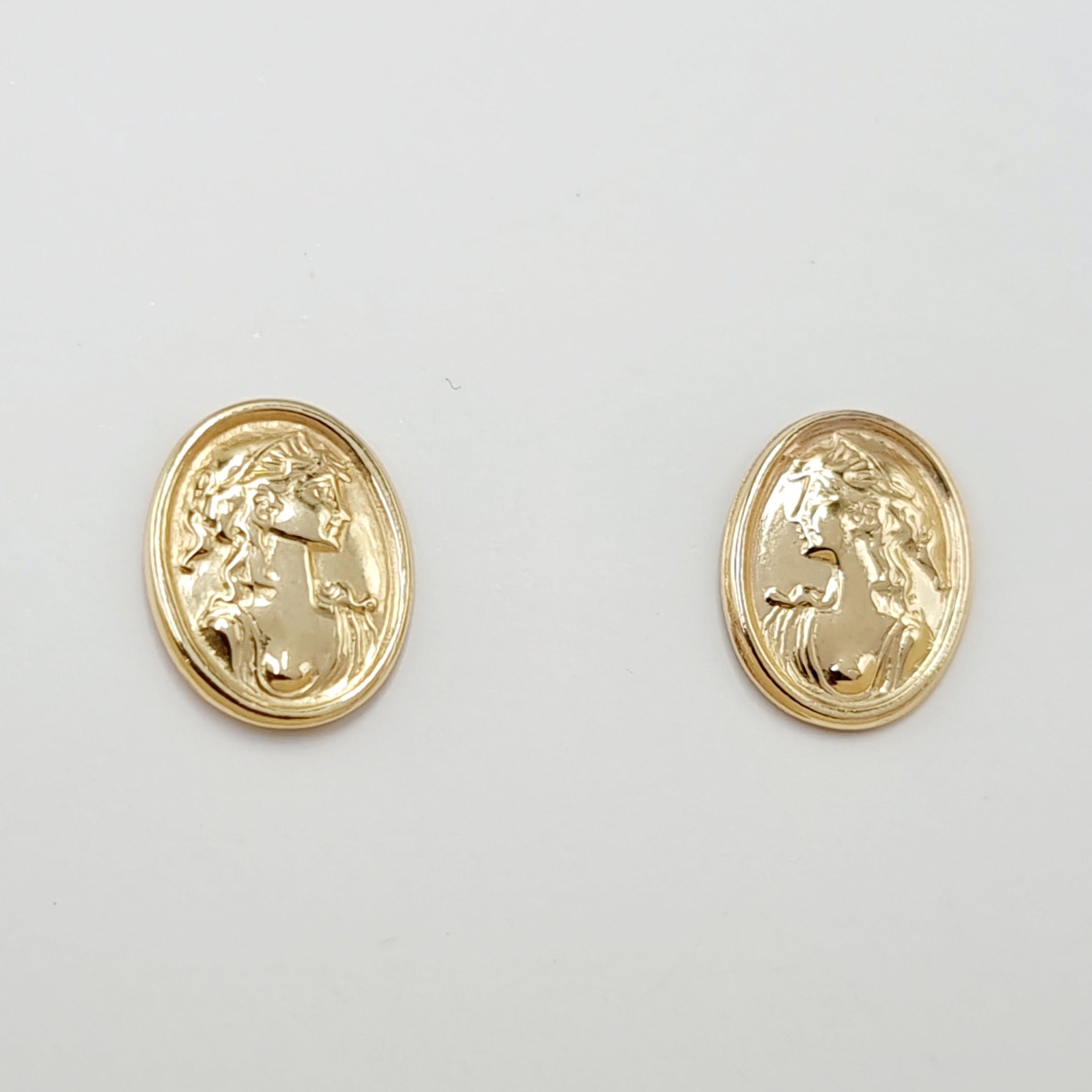 18K Pure Gold Oval Princess Earring Set