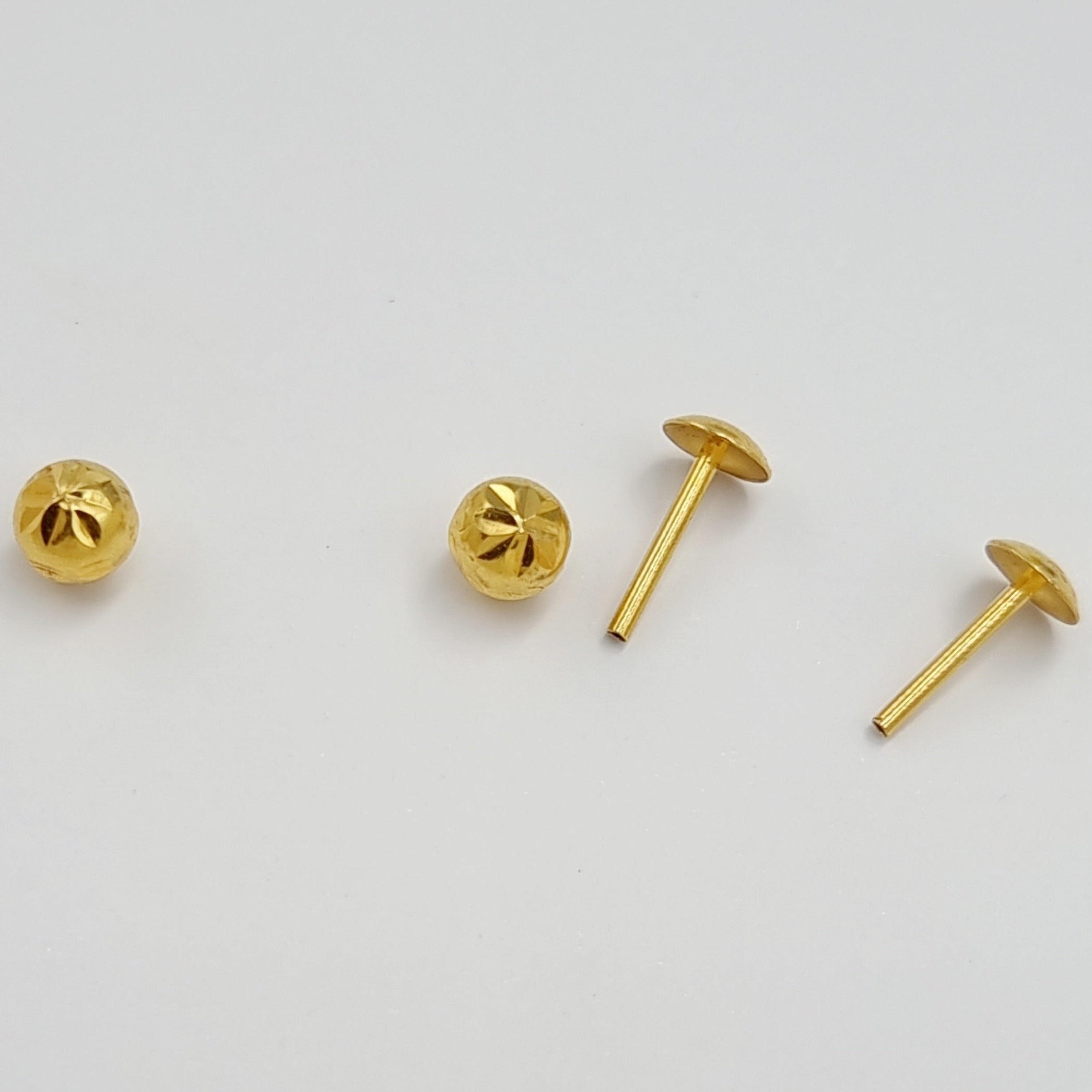 18K Pure Gold Ball Seed Screw Earring Set