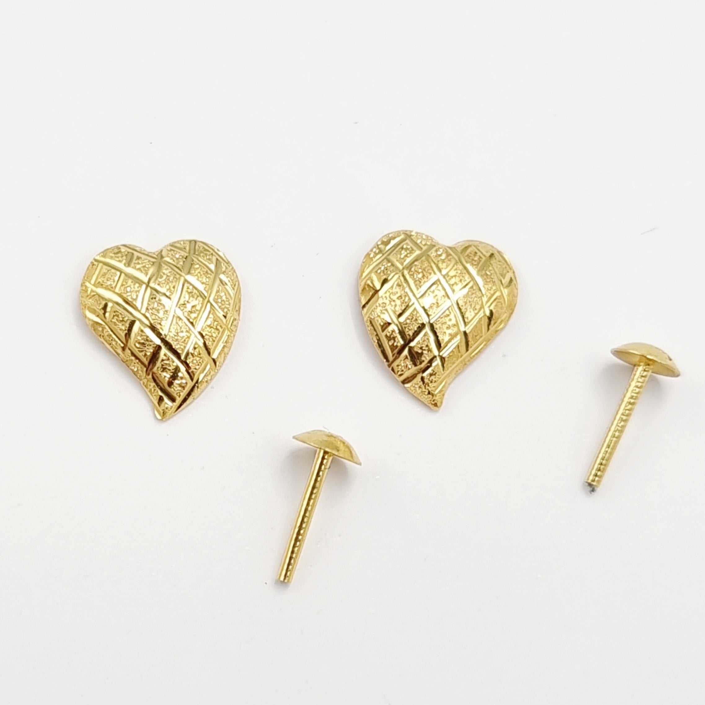 18K Pure Gold Curved Heart Screw Earring Set