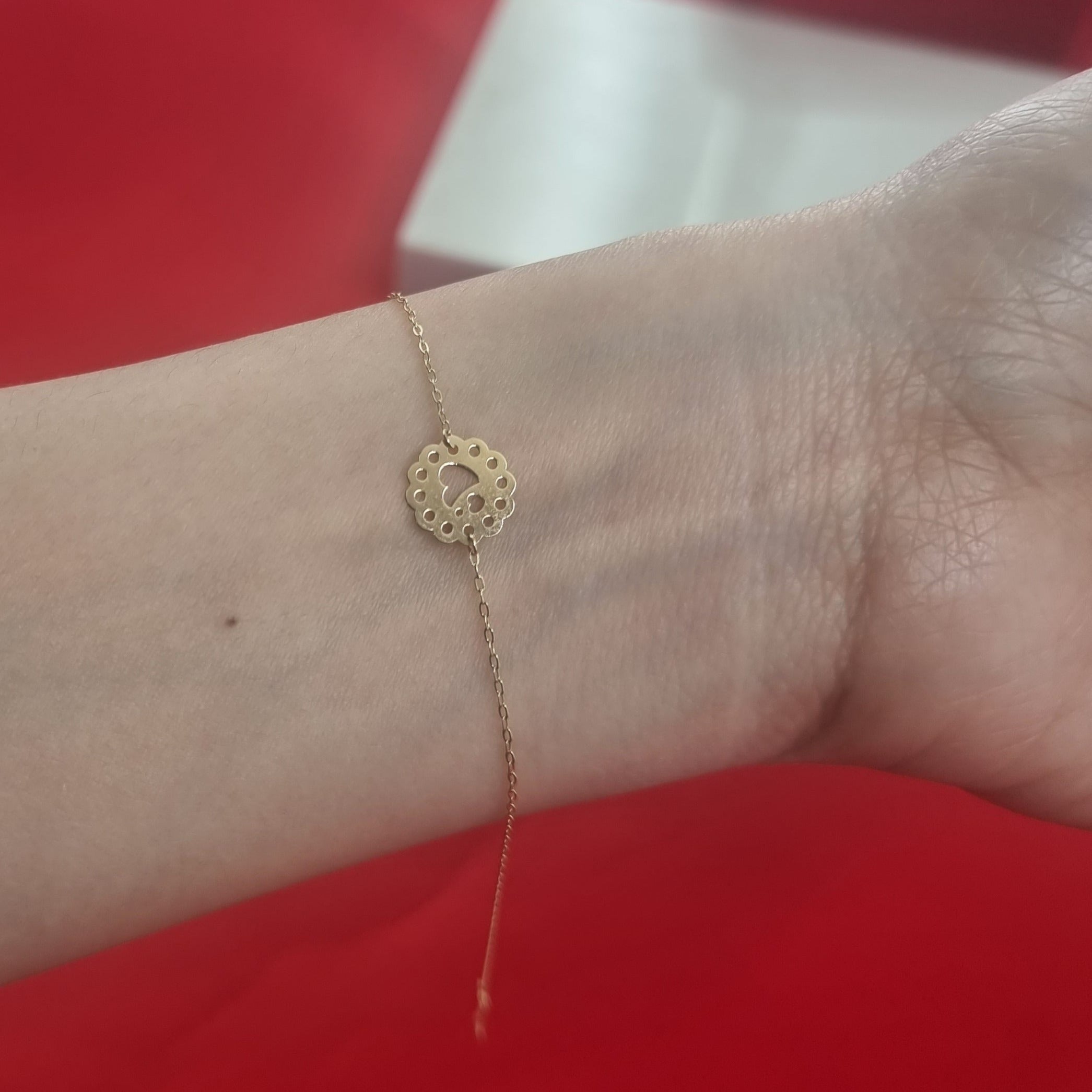 18K Pure Gold Flower Bracelet
