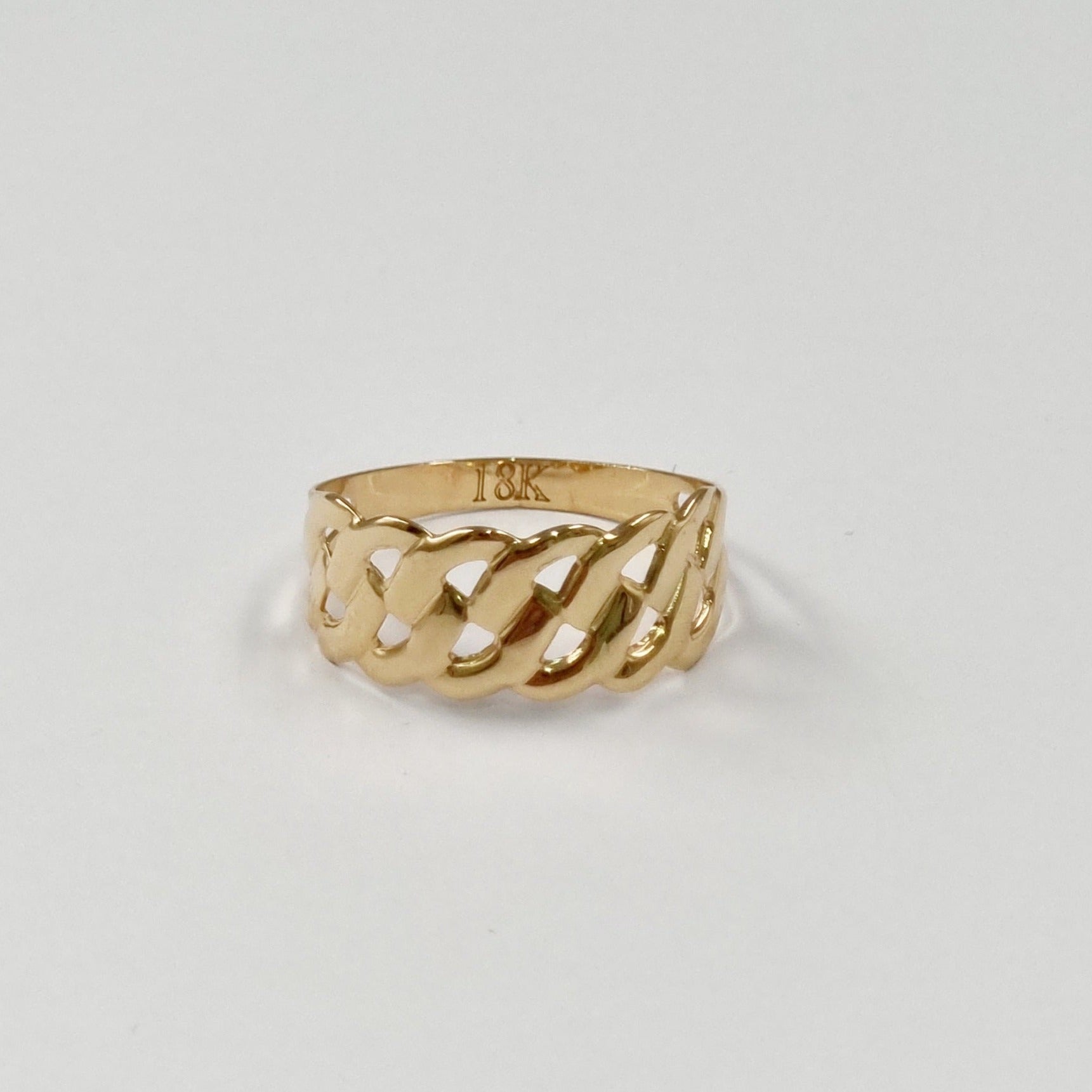 18K Pure Gold Net Ring