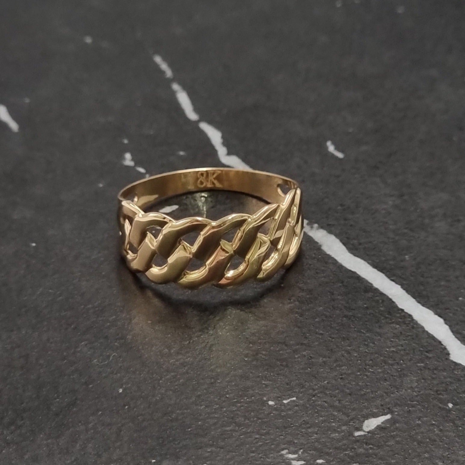 18K Pure Gold Net Ring