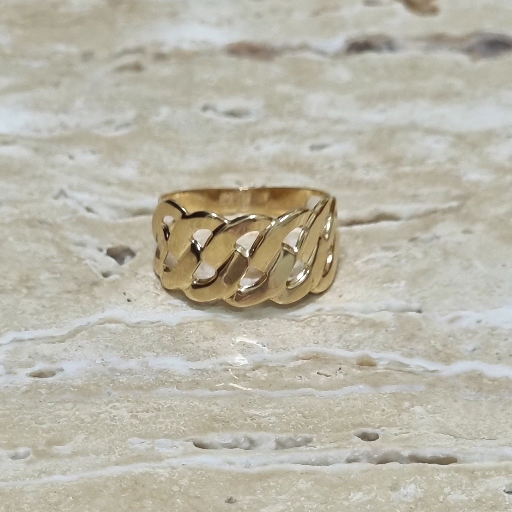 18K Pure Gold Matt Polish Net Ring