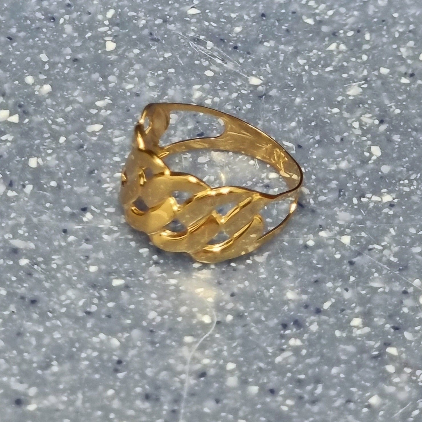 18K Pure Gold Matt Polish Net Ring