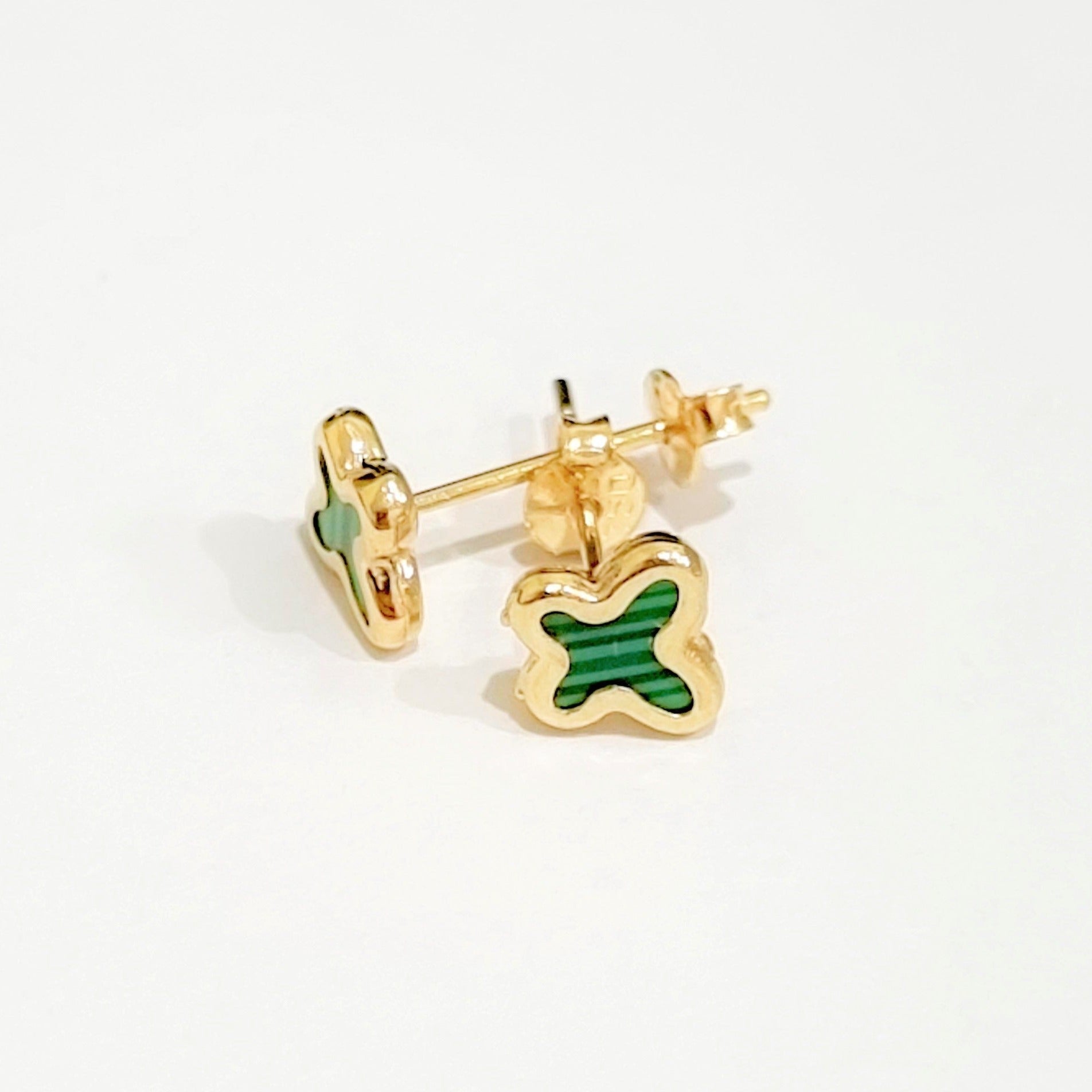 18K Pure Gold Green Butterfly Earring Set