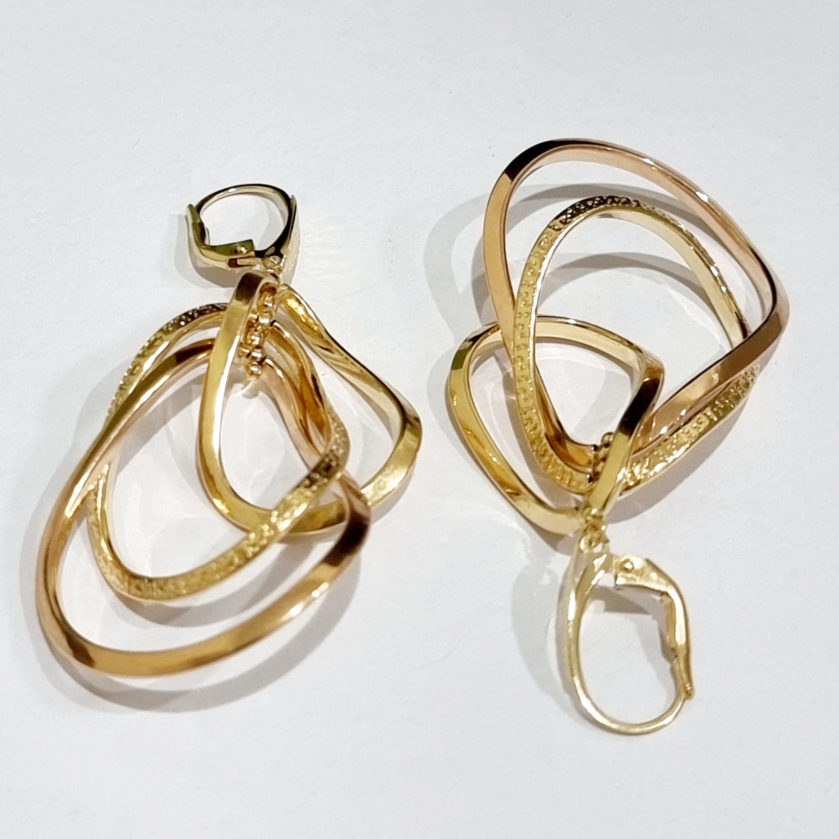 18K Pure Gold Twisted Drop Earring Set