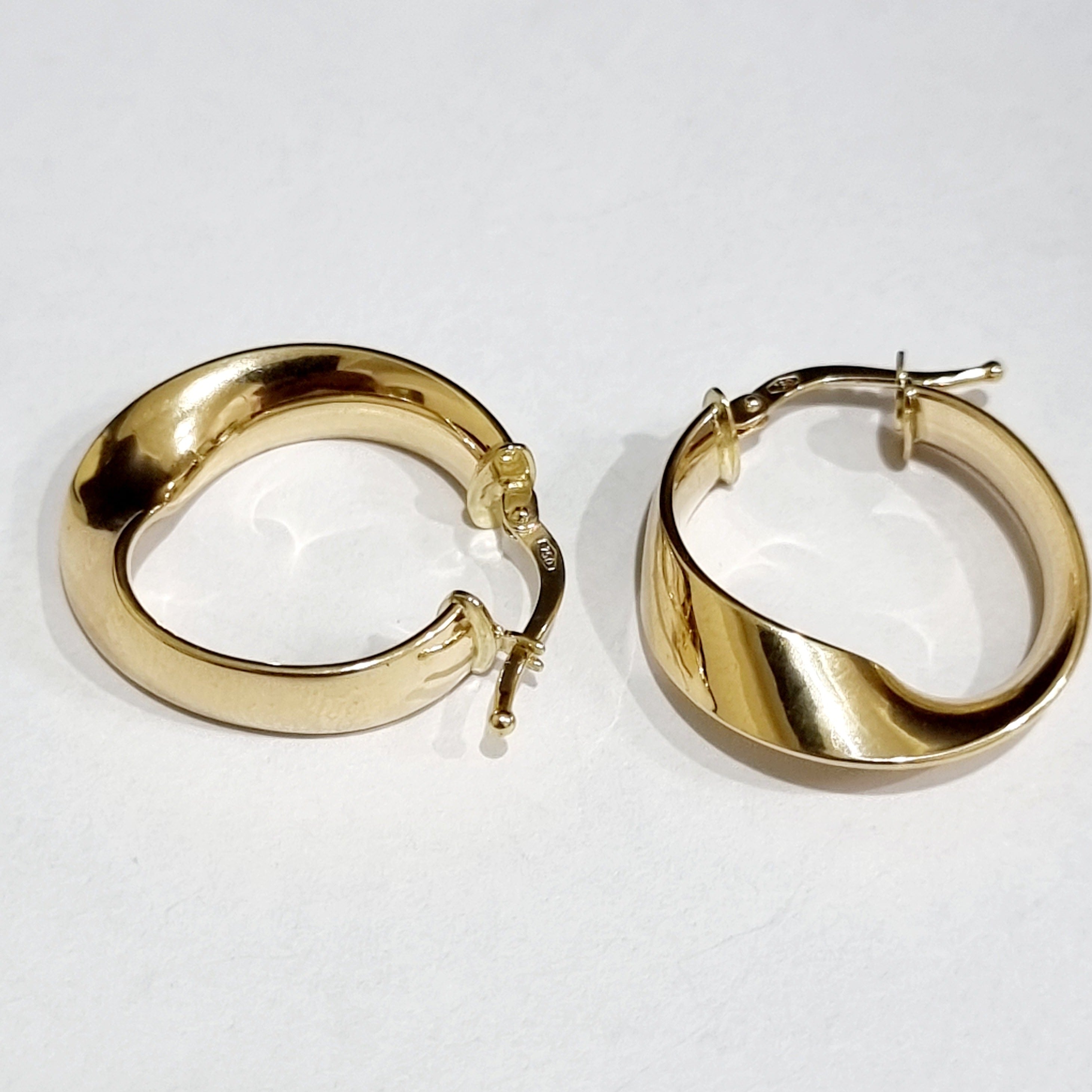 18K Pure Gold Twisted Round Earring Set