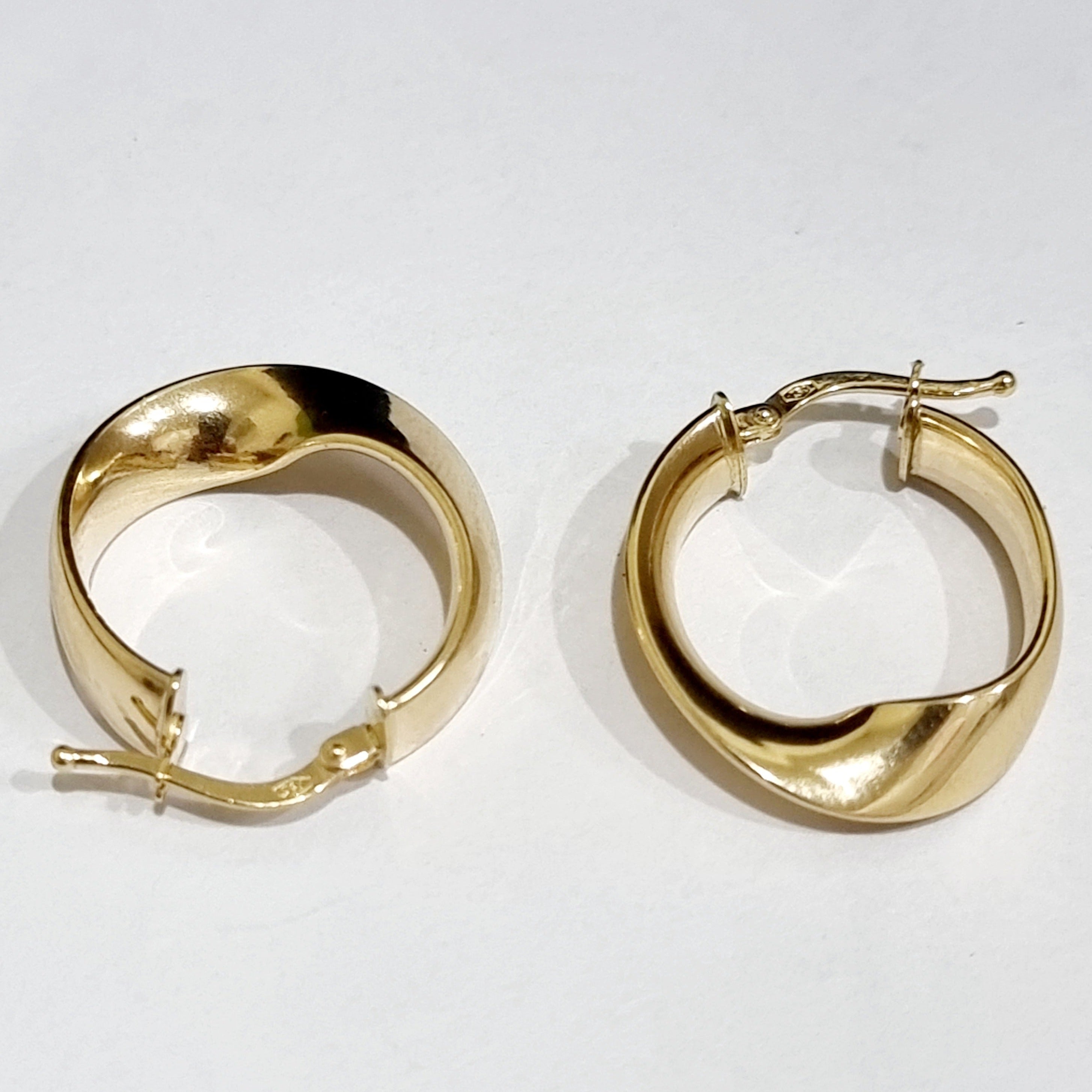 18K Pure Gold Twisted Round Earring Set