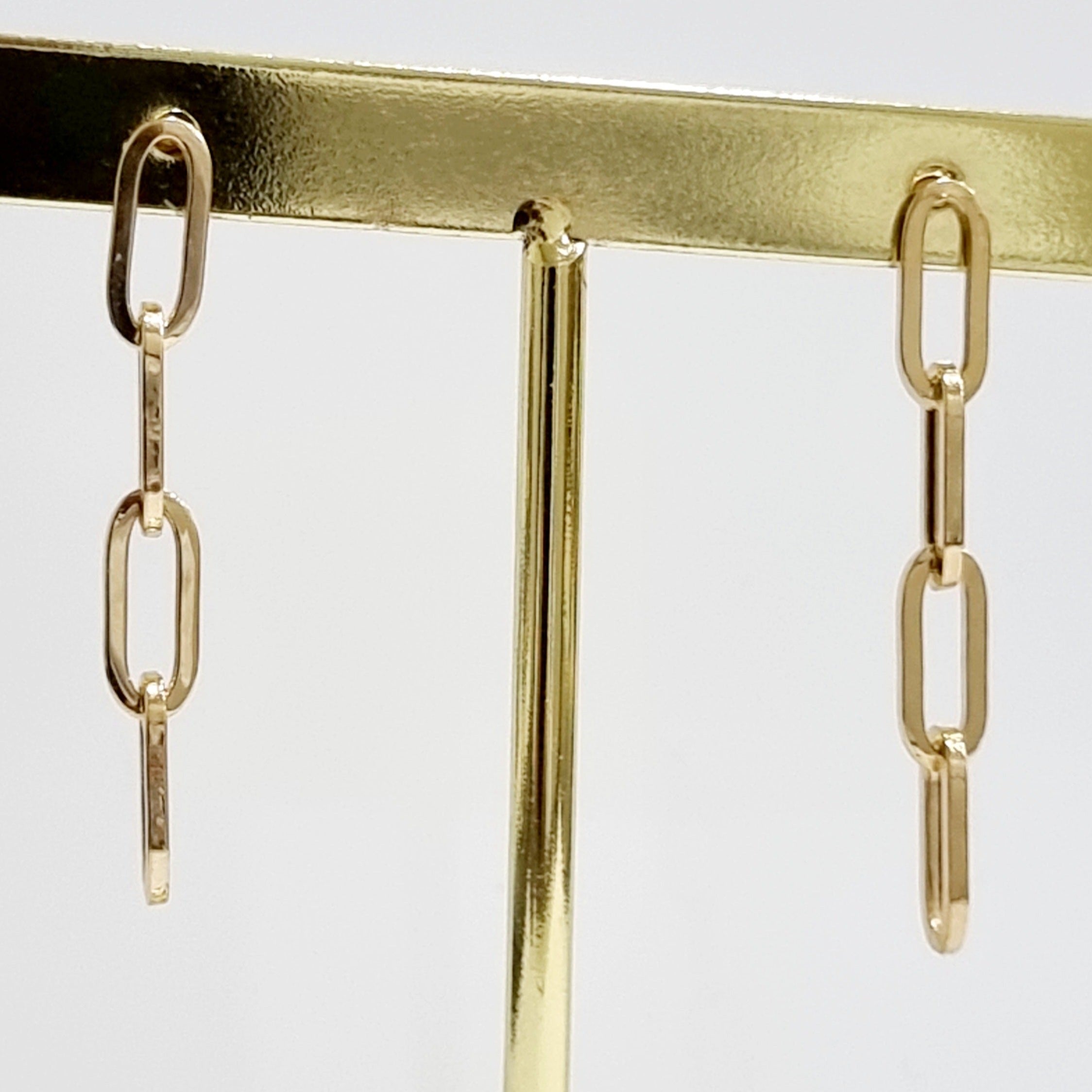 18K Pure Gold Hanging Link Earring Set