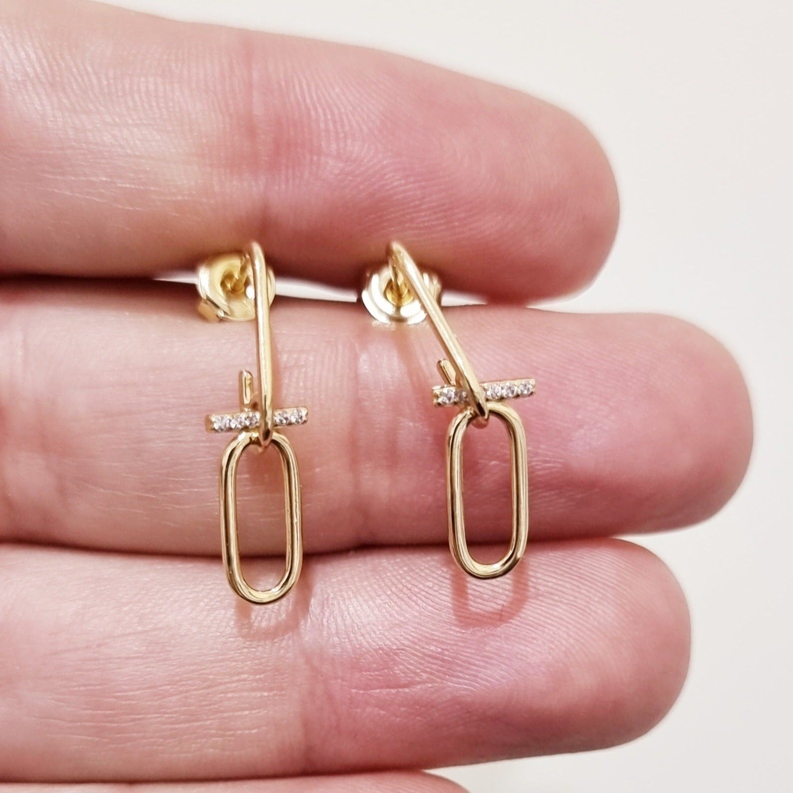 18K Pure Gold Hanging Earring Set